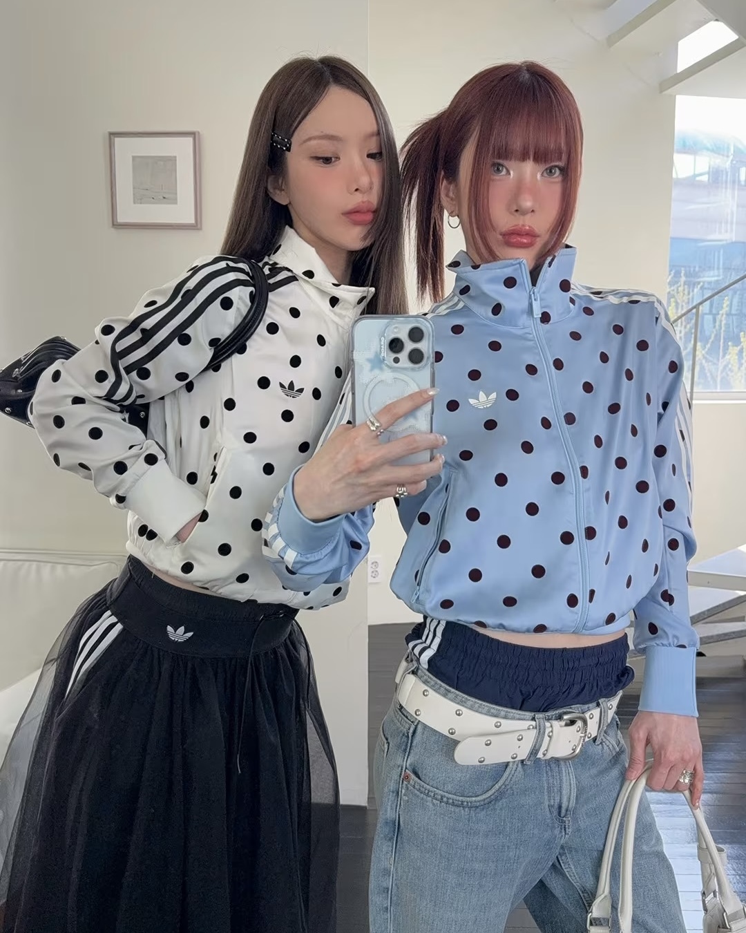 <韓國限定🇰🇷>Adidas Originals Dots 緞面 波點 點點 運動 立領 外套 兩色