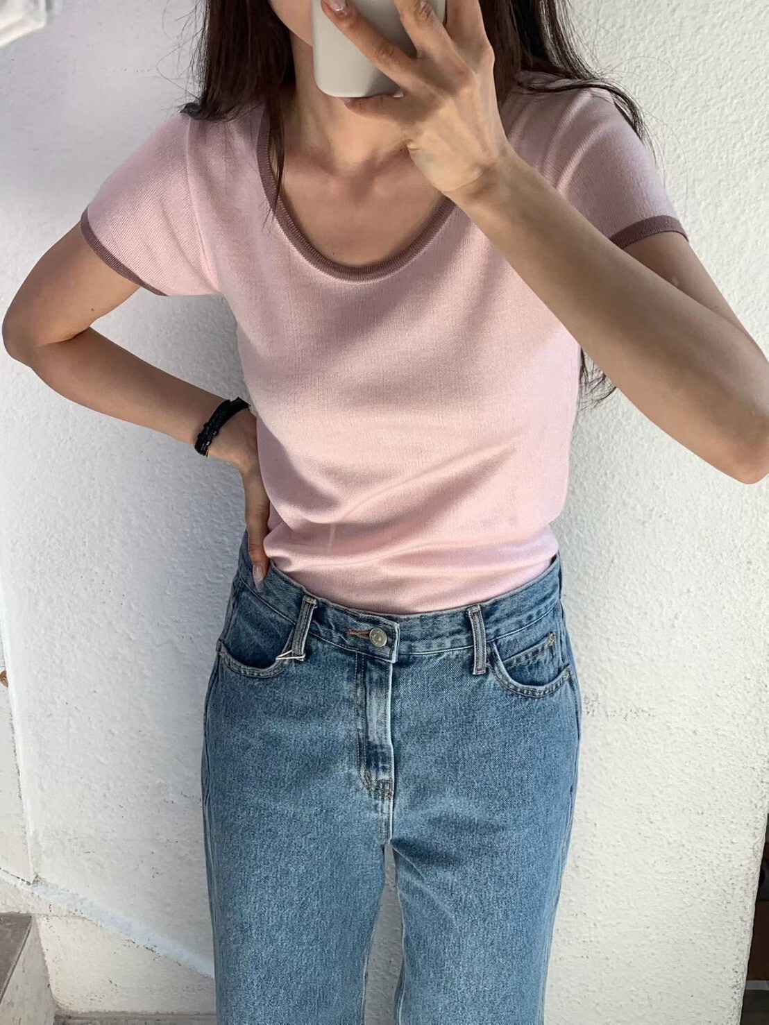 可愛配色滾邊造型短袖圓領棉TEE / 3色