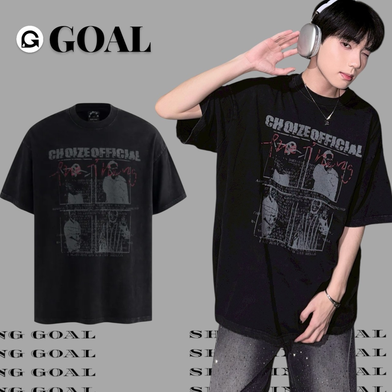 (GOAL)美式復古水洗短T H769 Choize