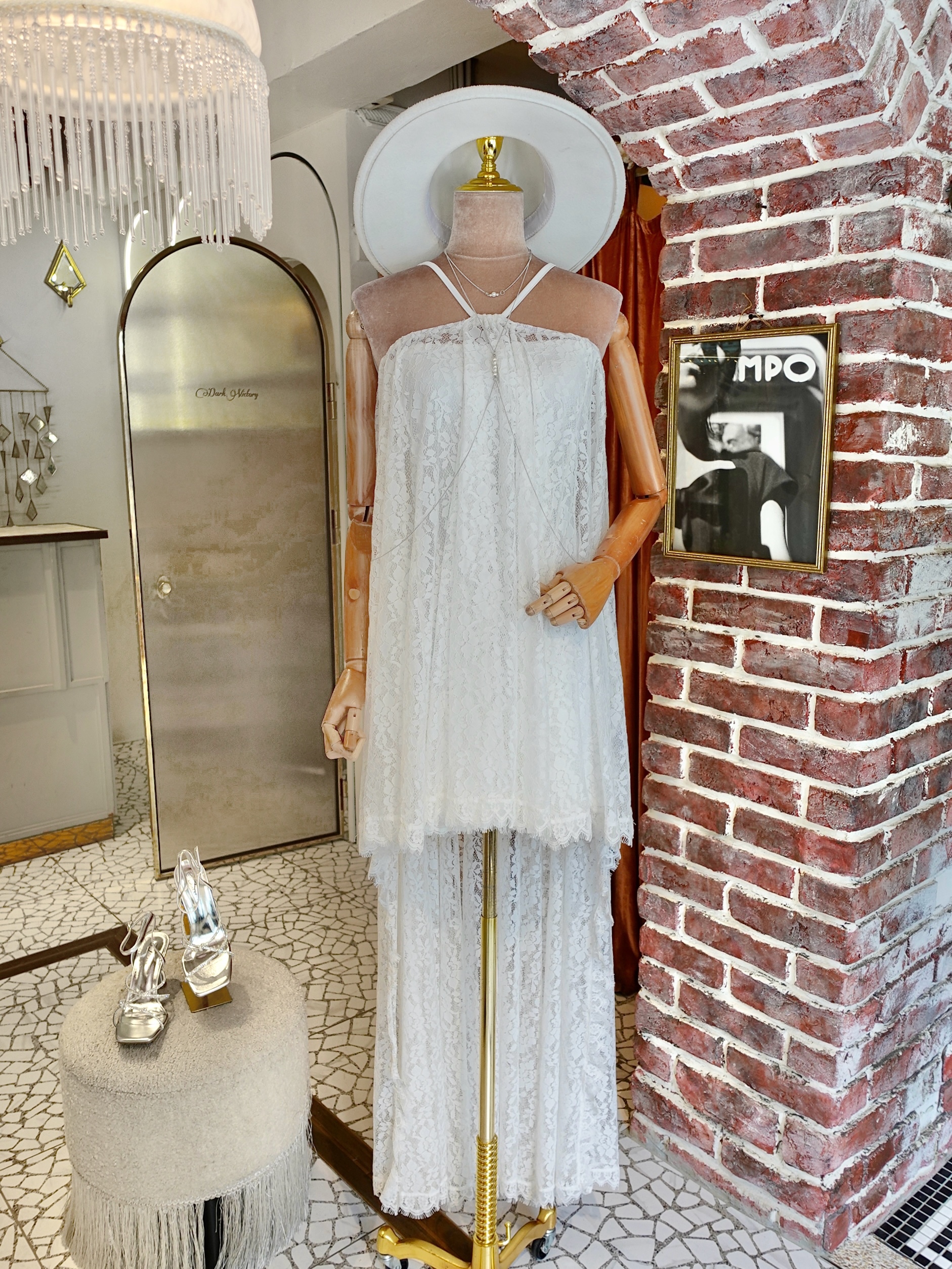 Queen White白色蕾絲長短裙Dress