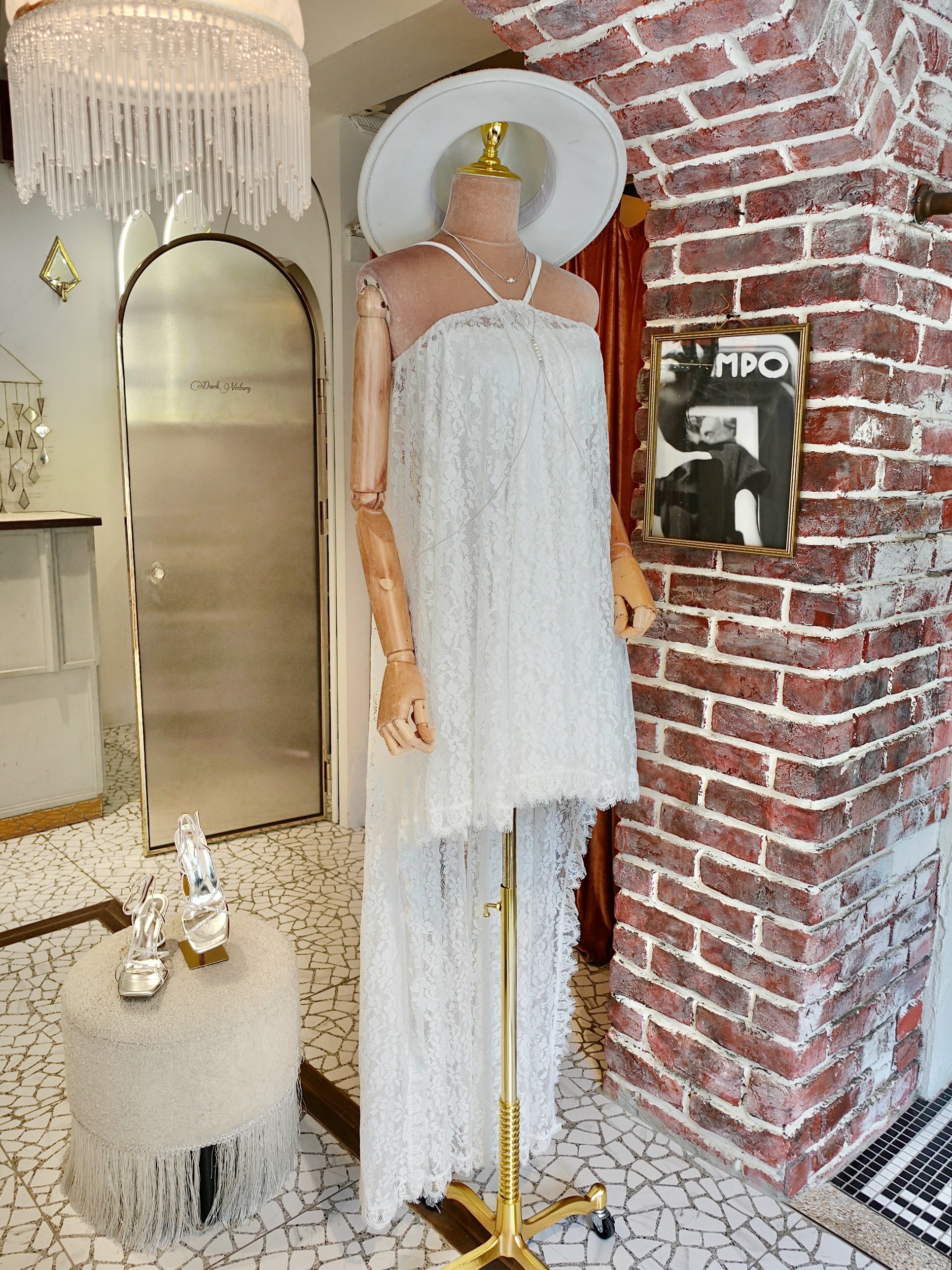 Queen White白色蕾絲長短裙Dress