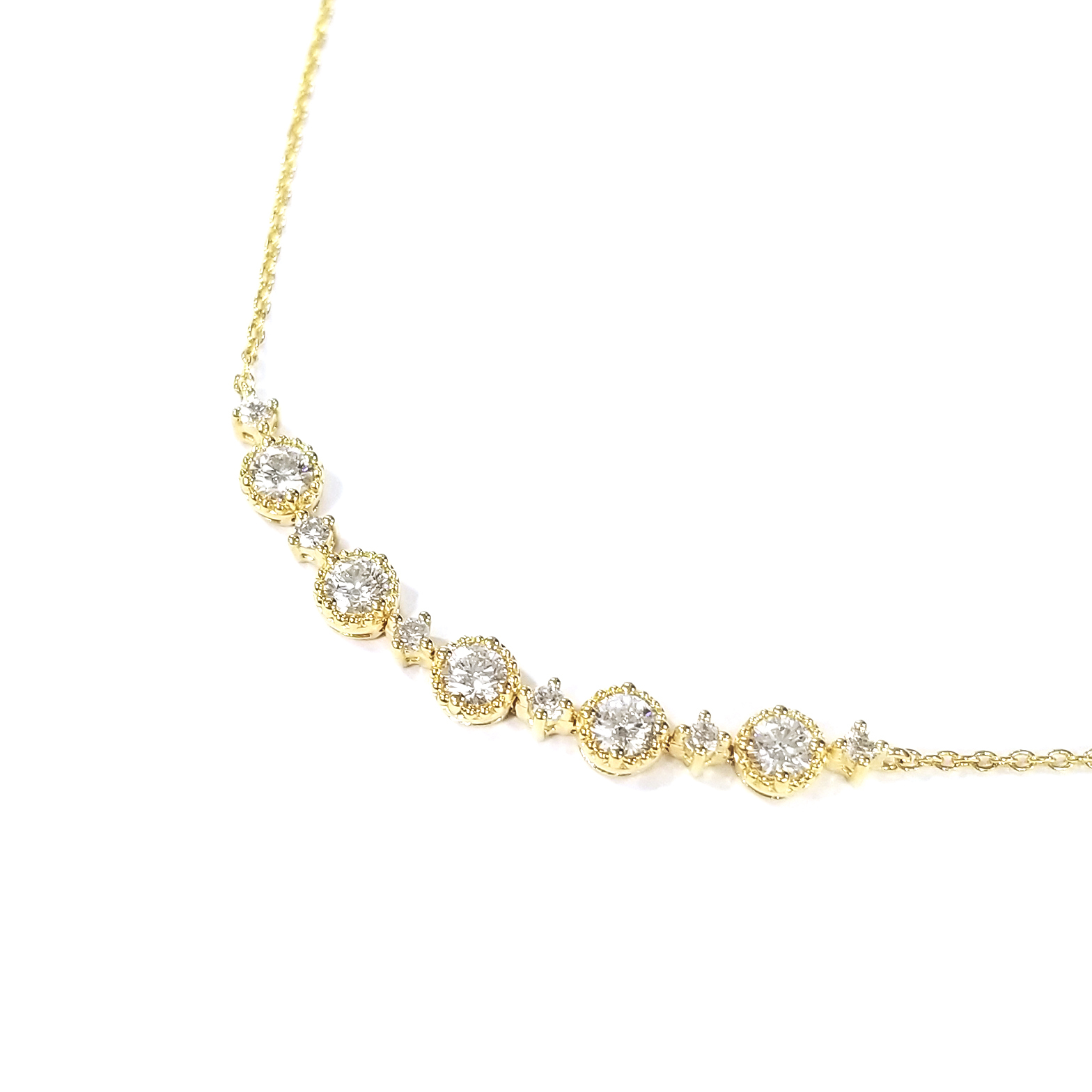 18K 黃金天然鑽石珠邊手鏈