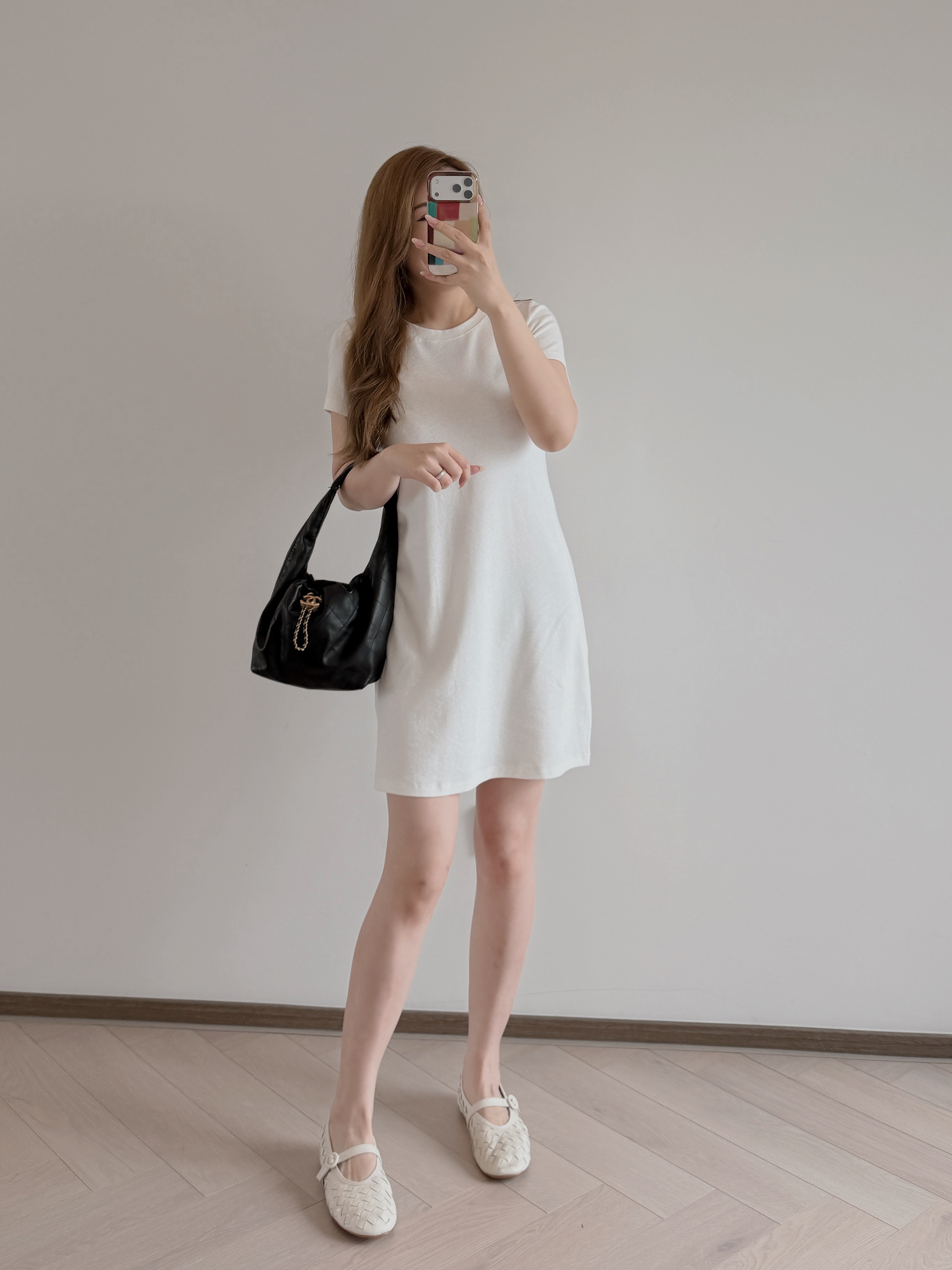 預售 7453 短袖軟滑顯瘦小白裙