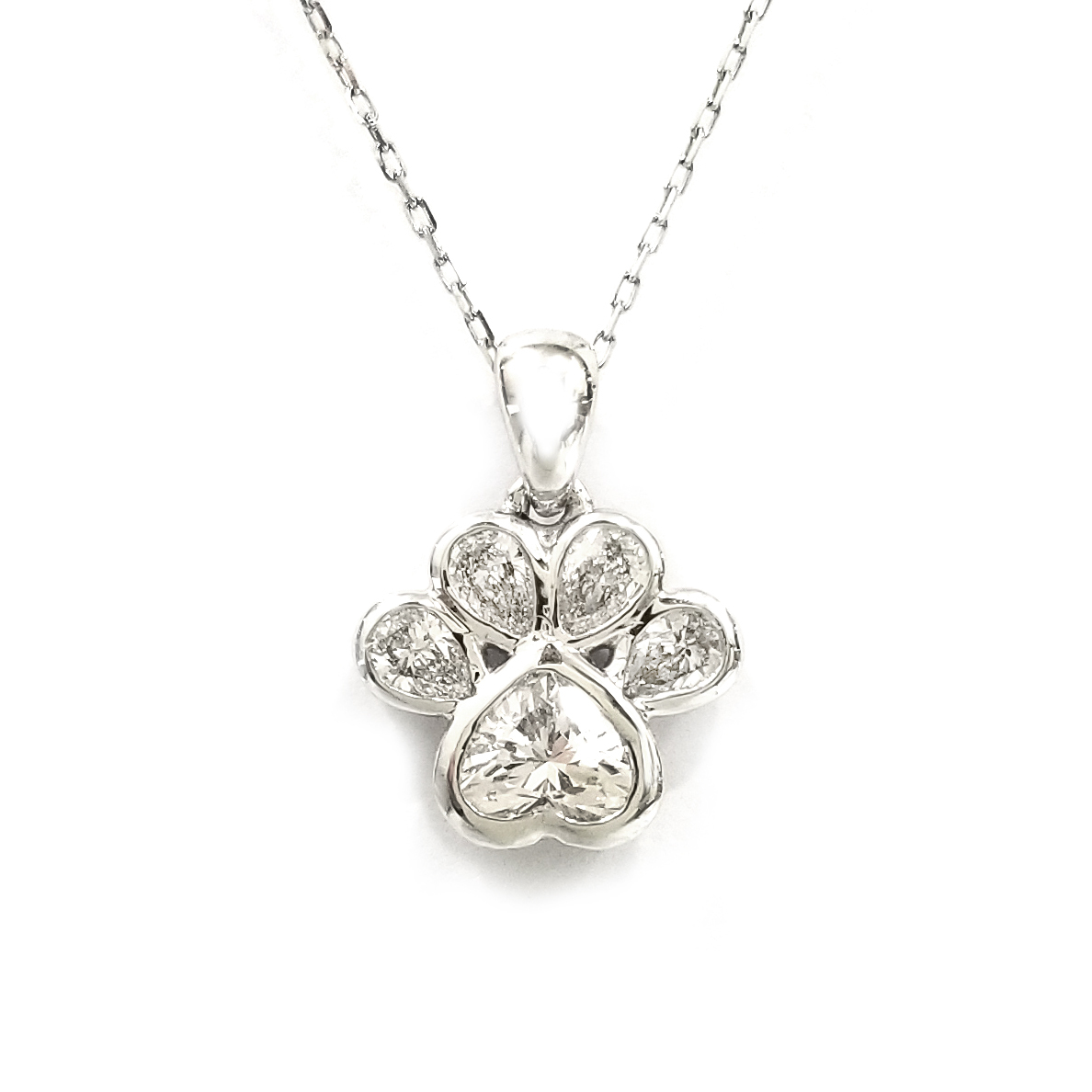 18K白金 實驗室培育鑽石貓手掌吊墜