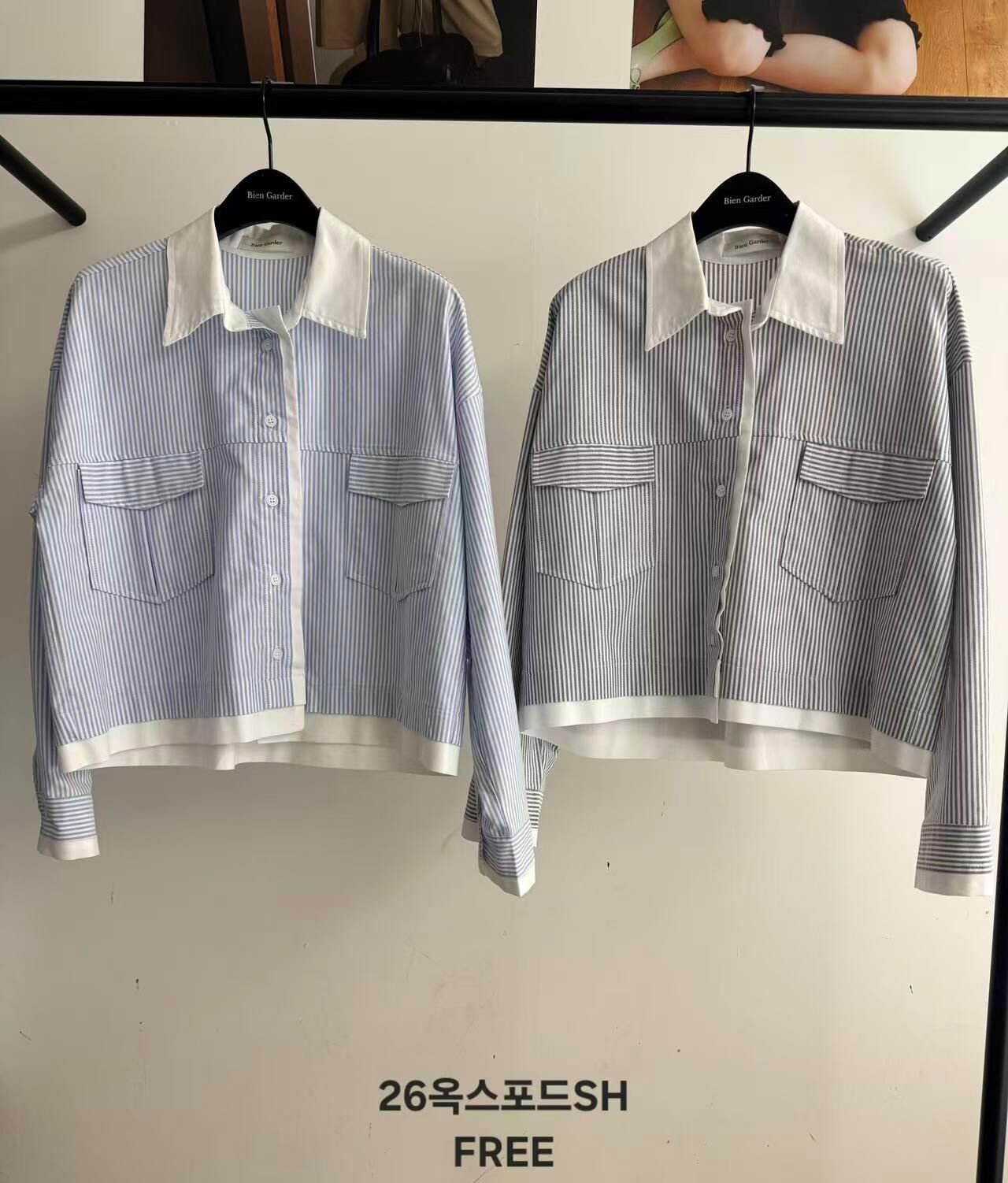 BG6137 直紋拼布襯衫