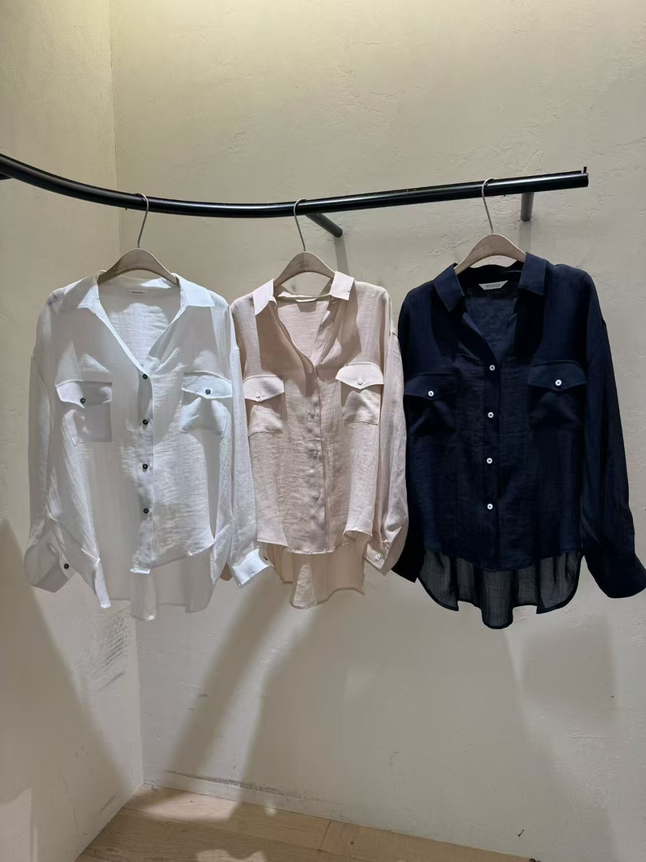 WJ6112 夏季防曬前短後長恤衫