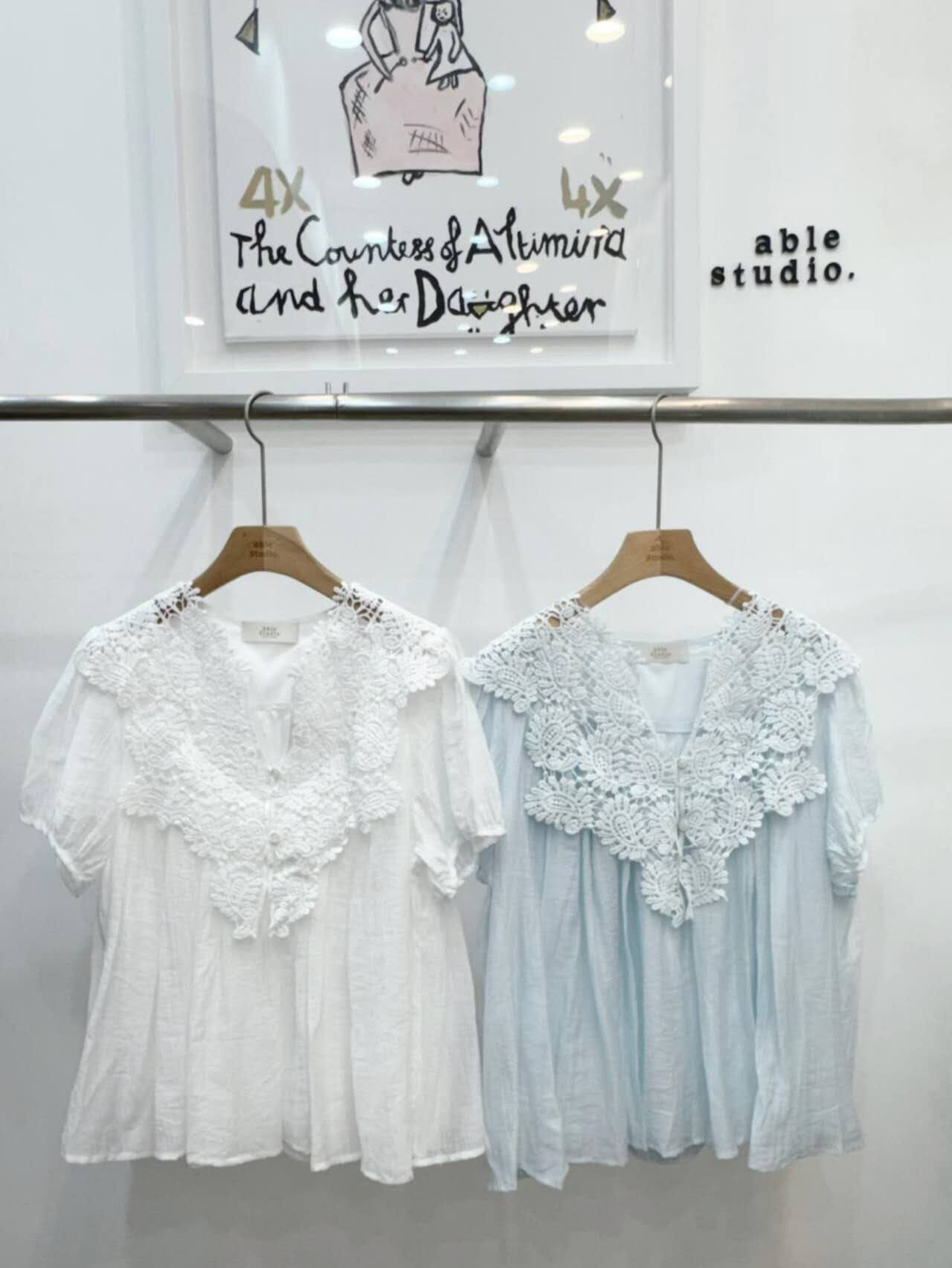 AS6101 勾針花領肌理上衣