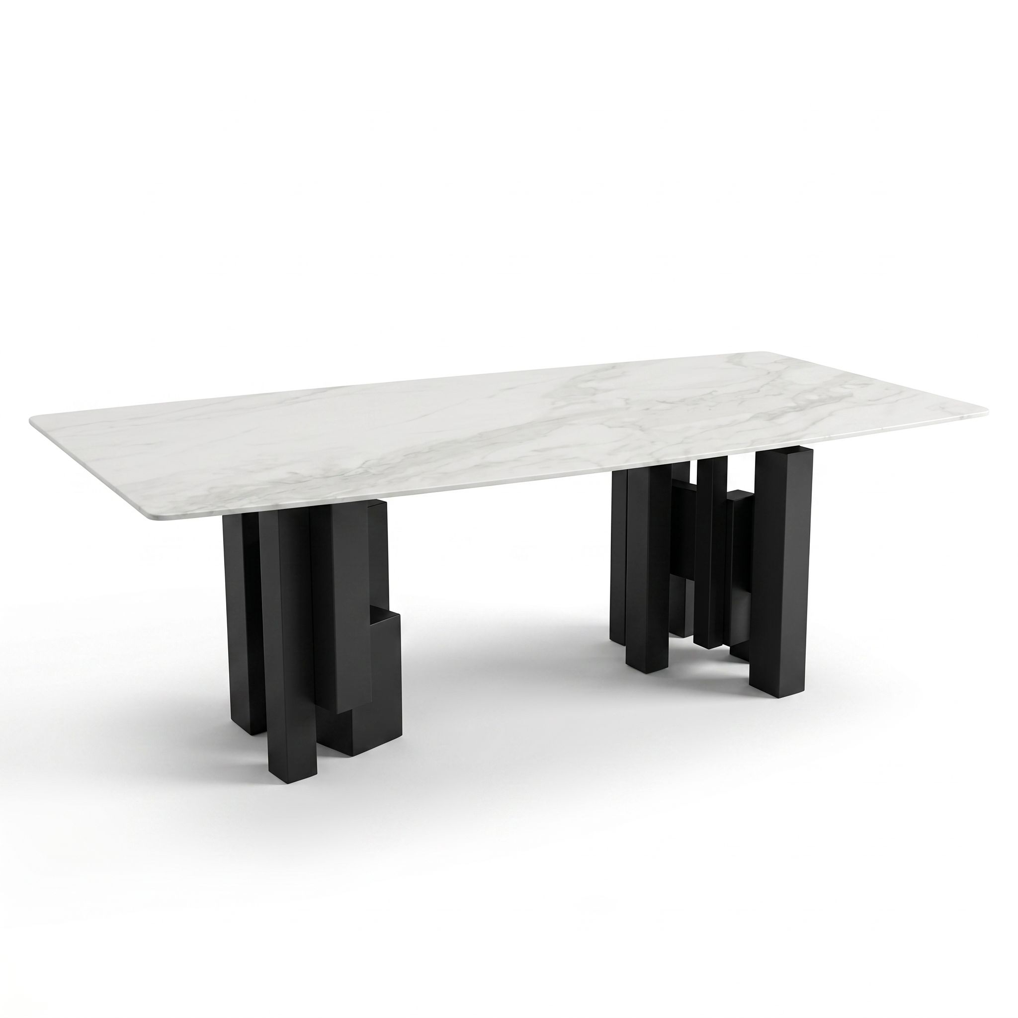 「幾何構築」現代藝術長餐桌：建築美學交錯立柱底座