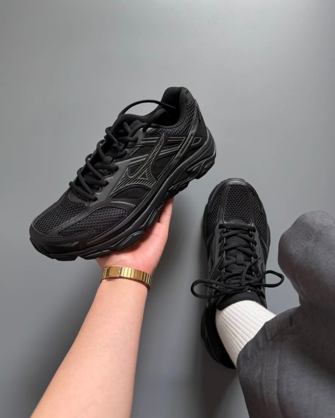 "代購" Mizuno NEX 經典復古 透氣輕量 慢跑鞋 黑色 D1GH262402