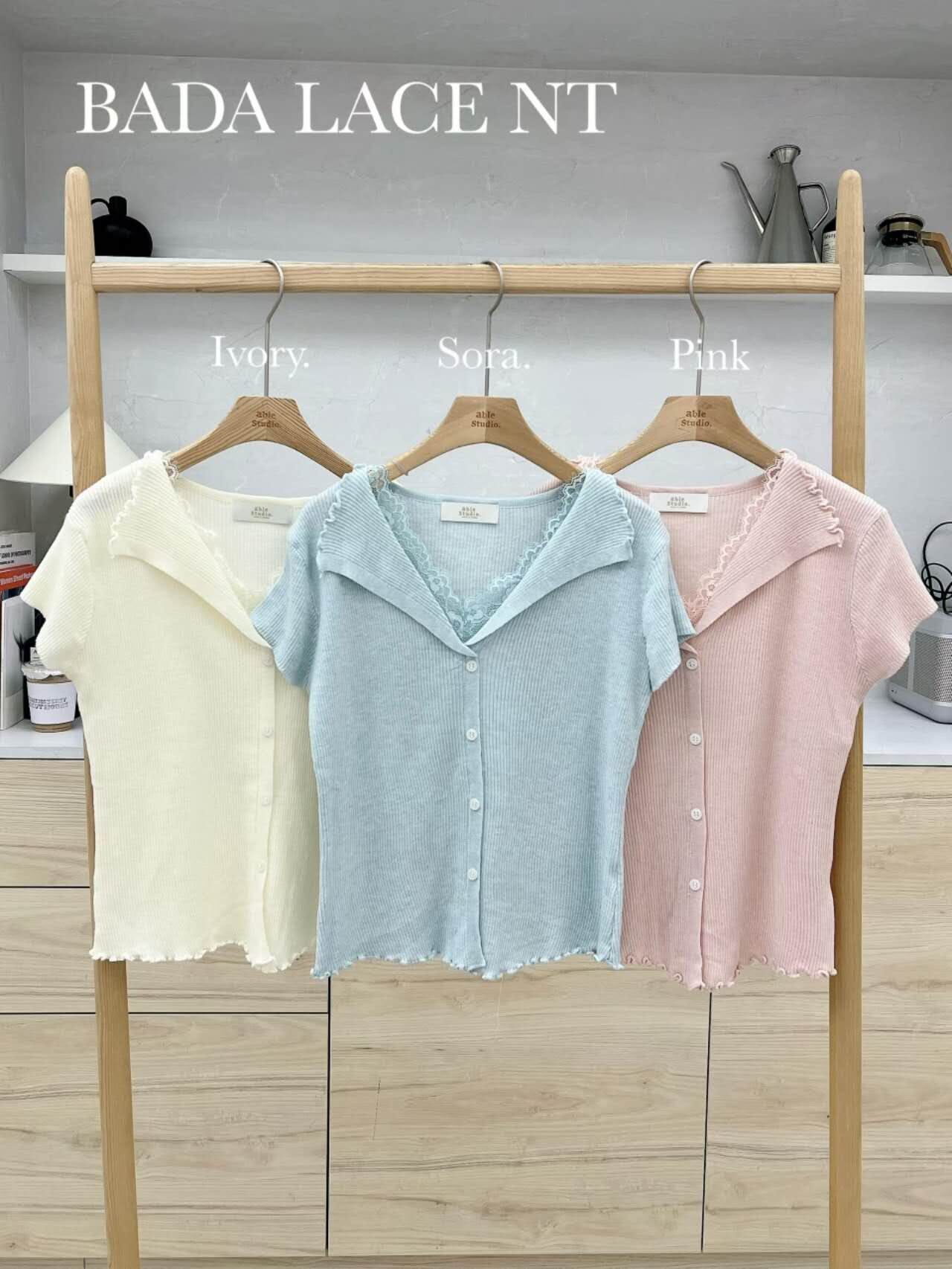 AS6108 假兩件蕾絲木耳邊上衣