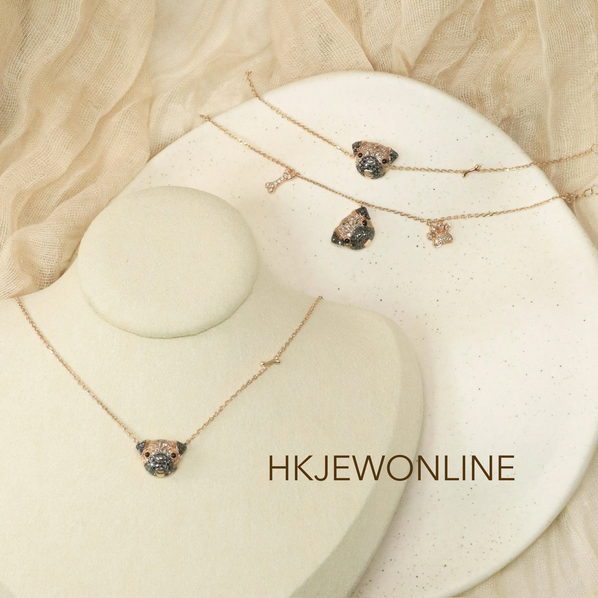 18K Rose Gold Diamond Pug Collection(Necklace/ Bracelet)