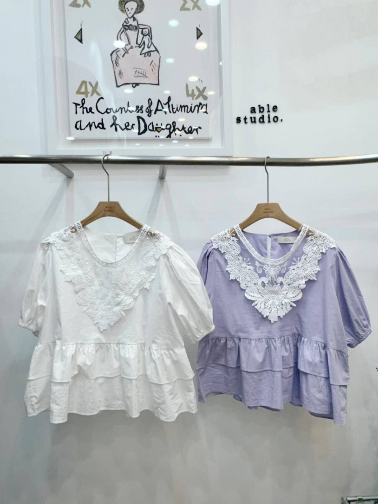 AS6112 V型勾花裙擺上衣