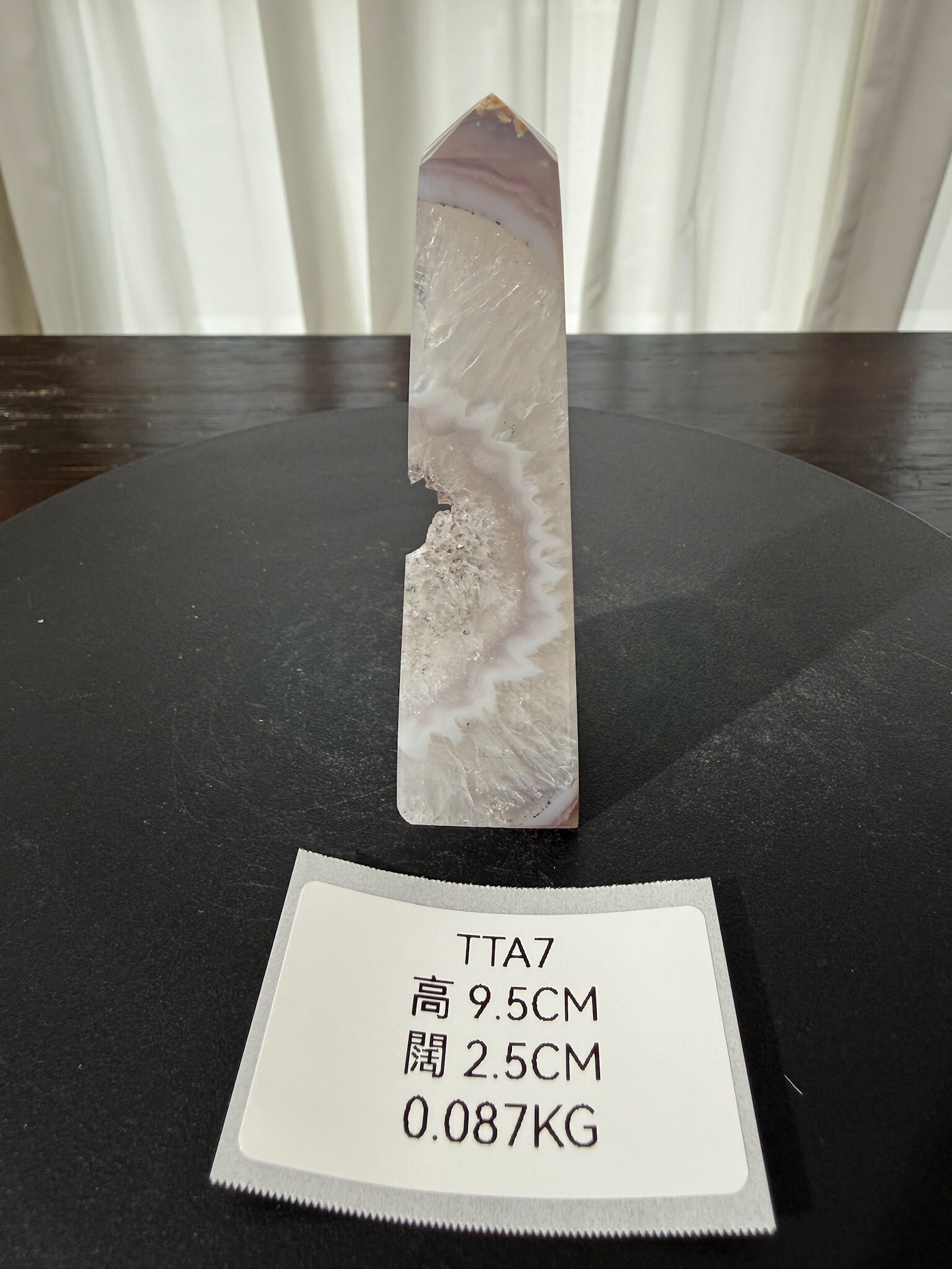 ZA334 TTA7 瑪瑙水晶方尖碑 高度9.5cm 闊度2.5cm 重量0.087kg