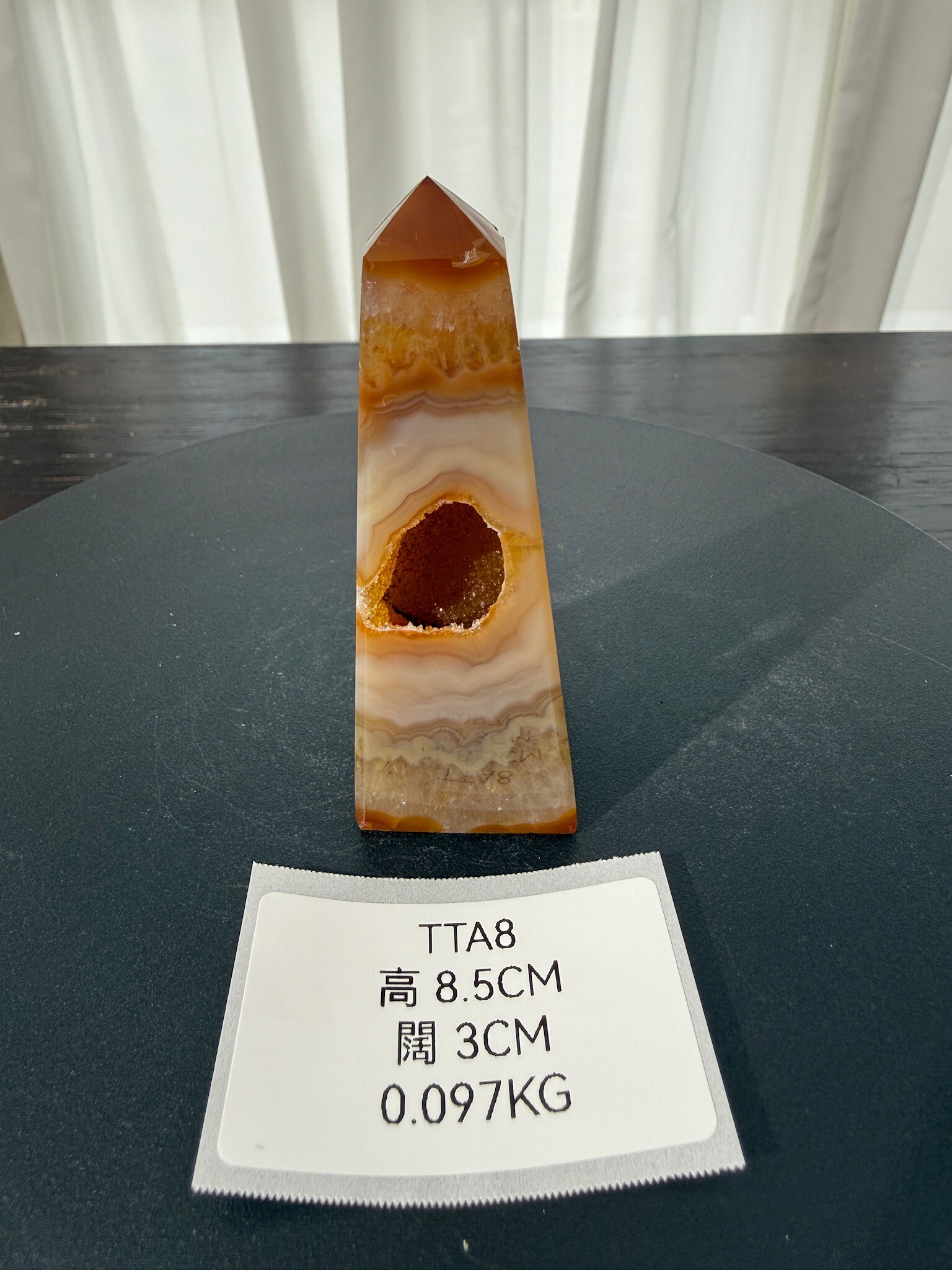 ZA335 TTA8 瑪瑙水晶方尖碑 高度8.5cm 闊度3cm 重量0.097kg