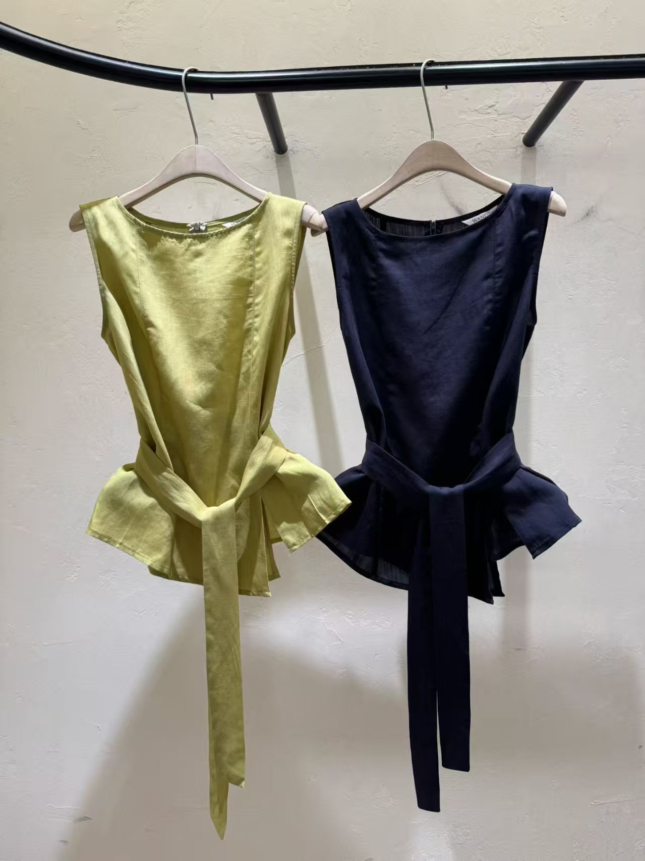 WJ6144 綁腰混麻背心