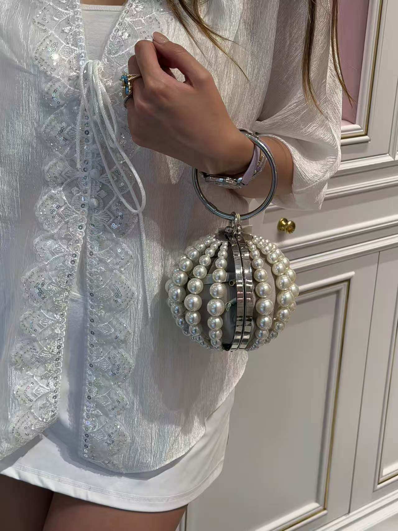 MINI BILLIE silver bag  -M
