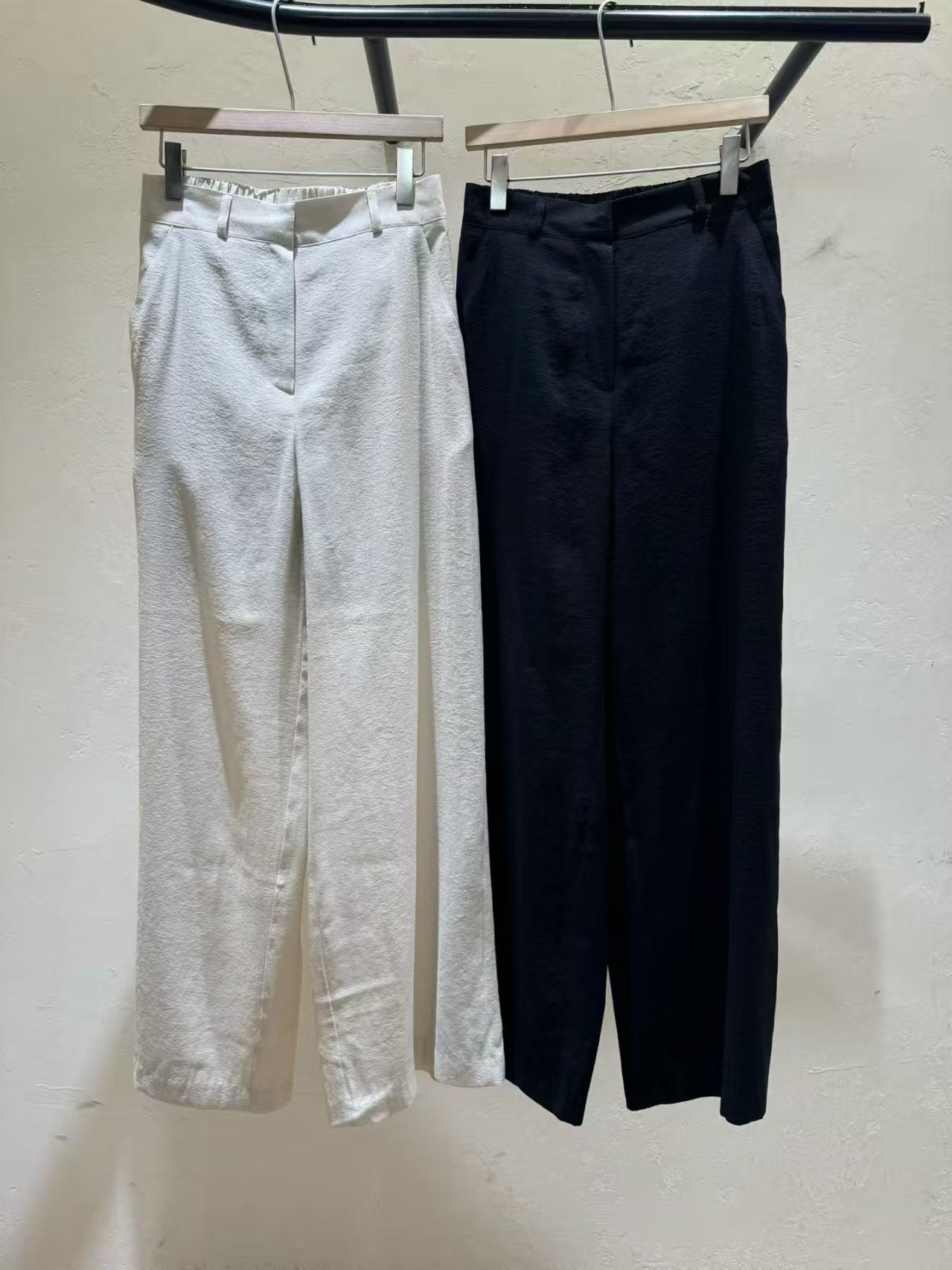 WJ6142 混棉麻隱扣休閒褲