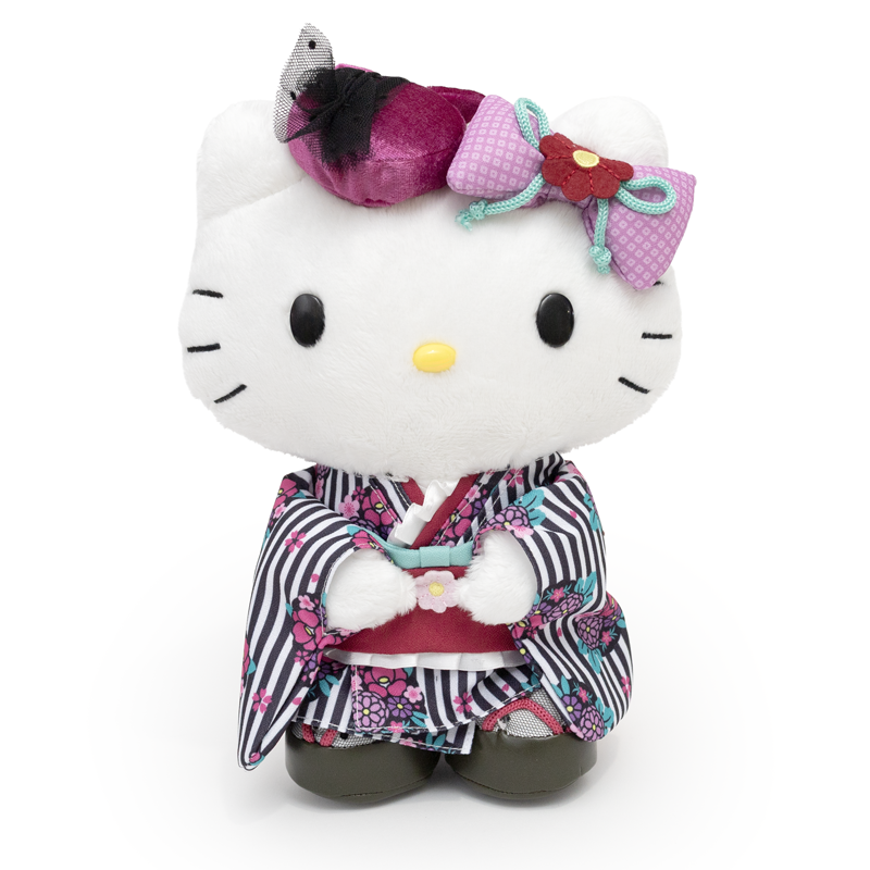 美版 Sanrio Hello Kitty 復古現代風條子和服造型 - 10"公仔