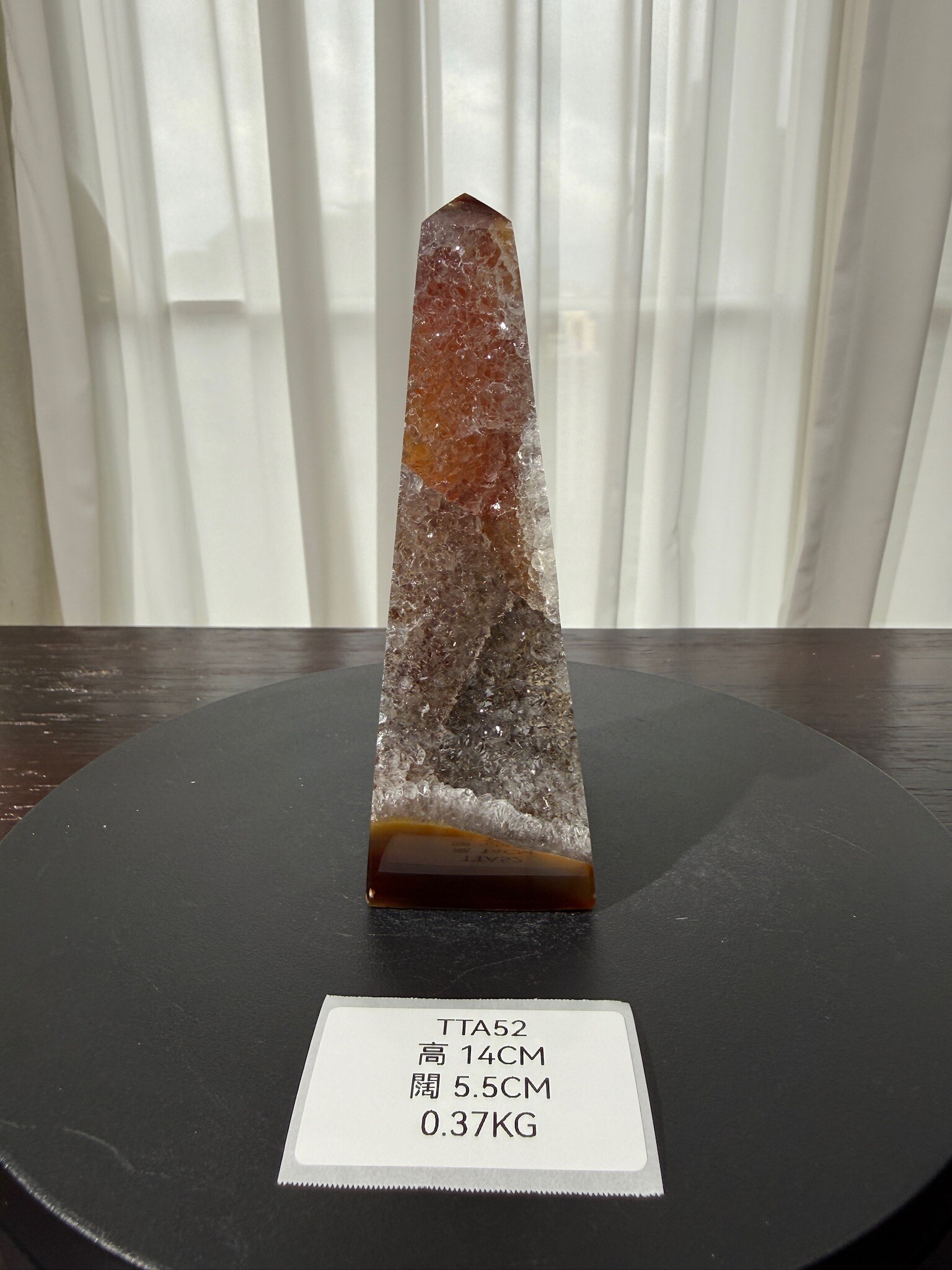 ZA379 TTA52 瑪瑙水晶方尖碑 高度14cm 闊度5.5cm 重量0.37kg