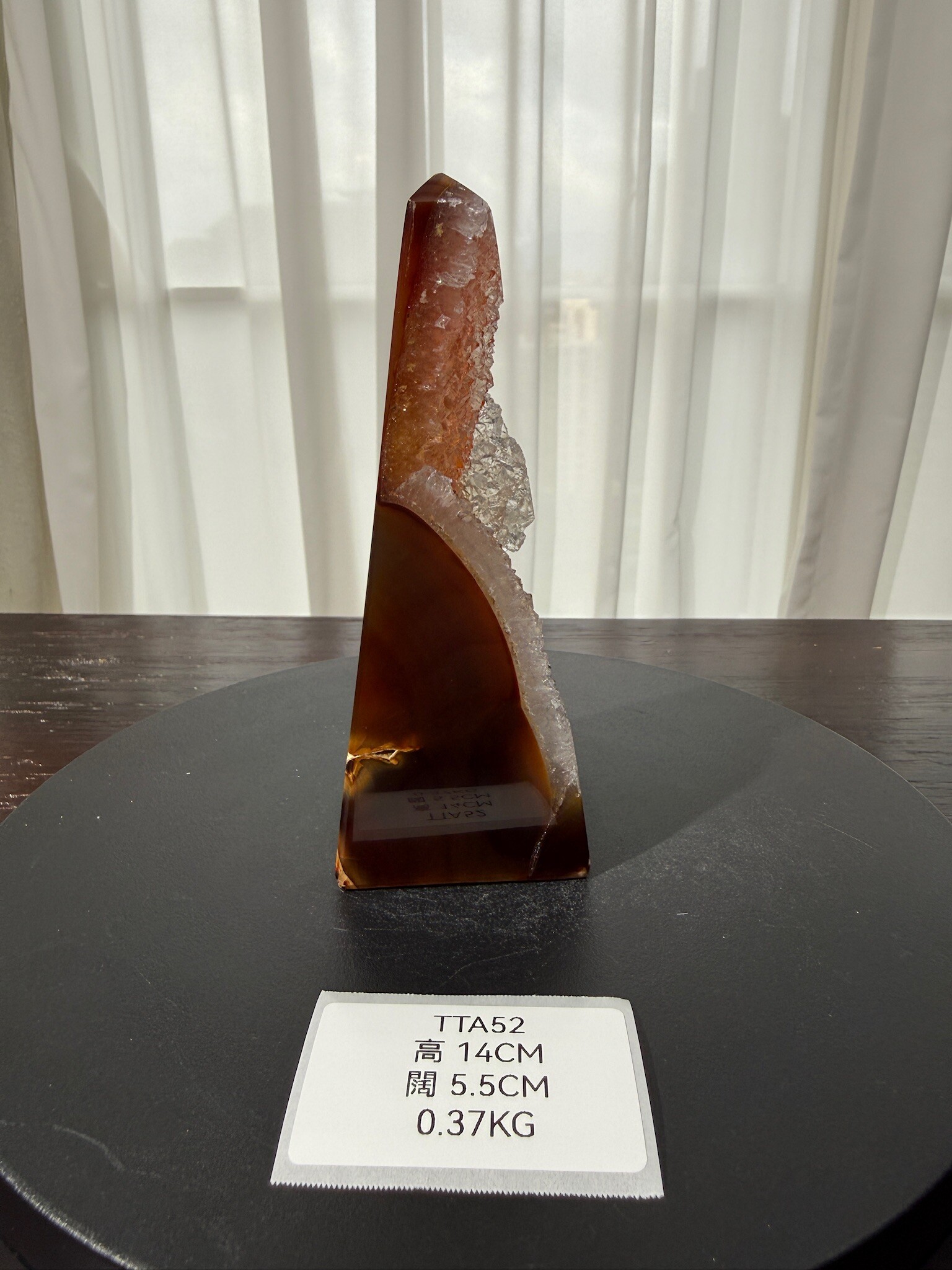 ZA379 TTA52 瑪瑙水晶方尖碑 高度14cm 闊度5.5cm 重量0.37kg