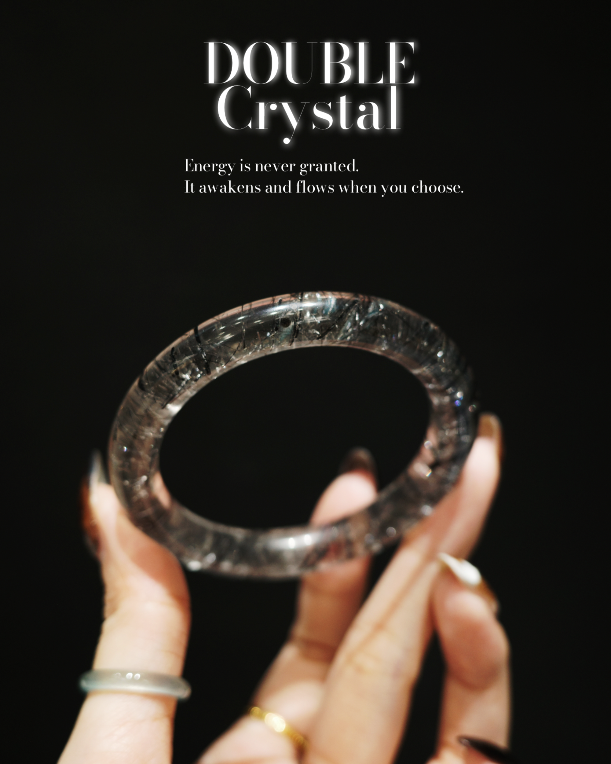 交疊的鎧甲｜高品黑髮晶｜54圈口