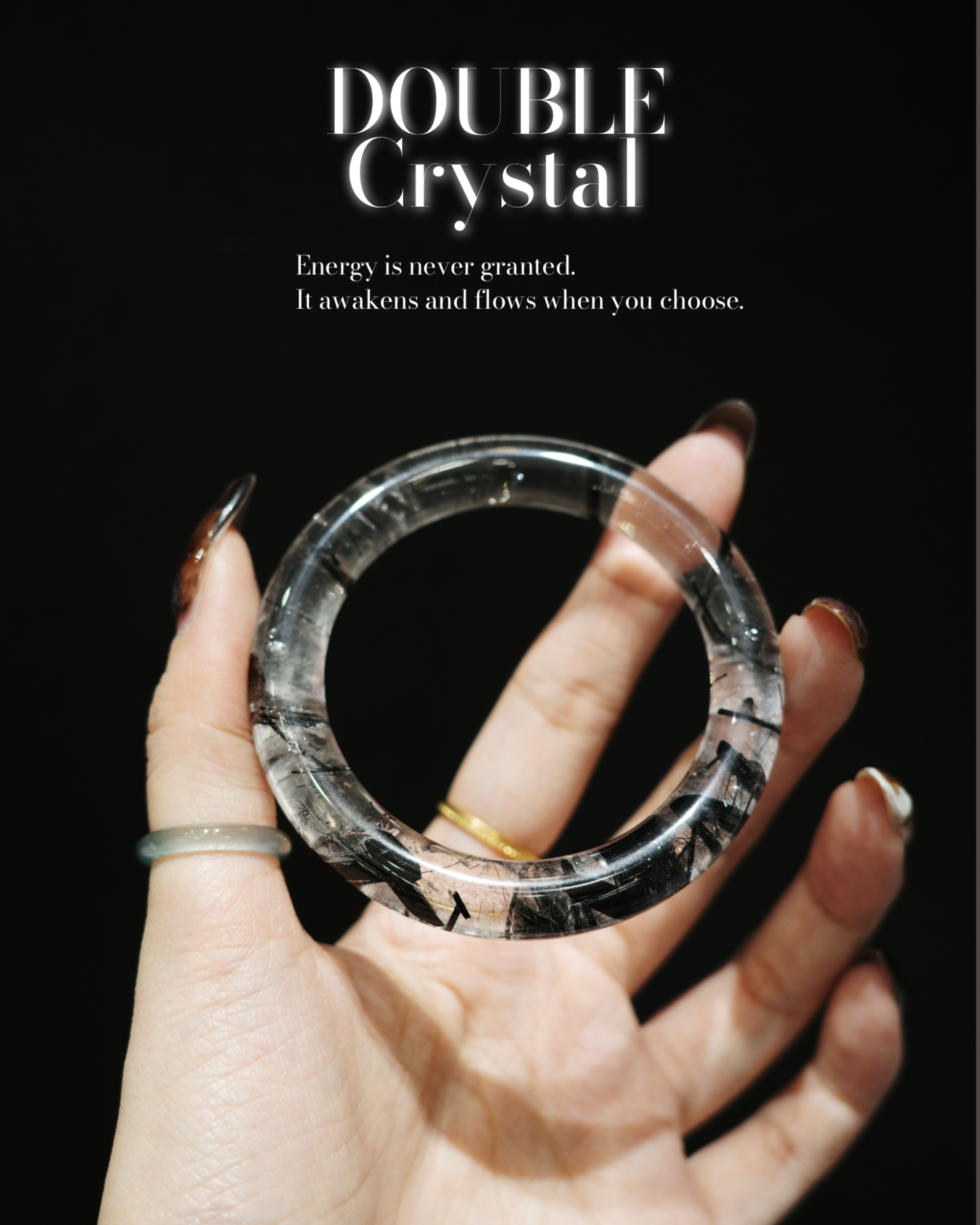 交疊的鎧甲｜高品黑髮晶｜53圈口