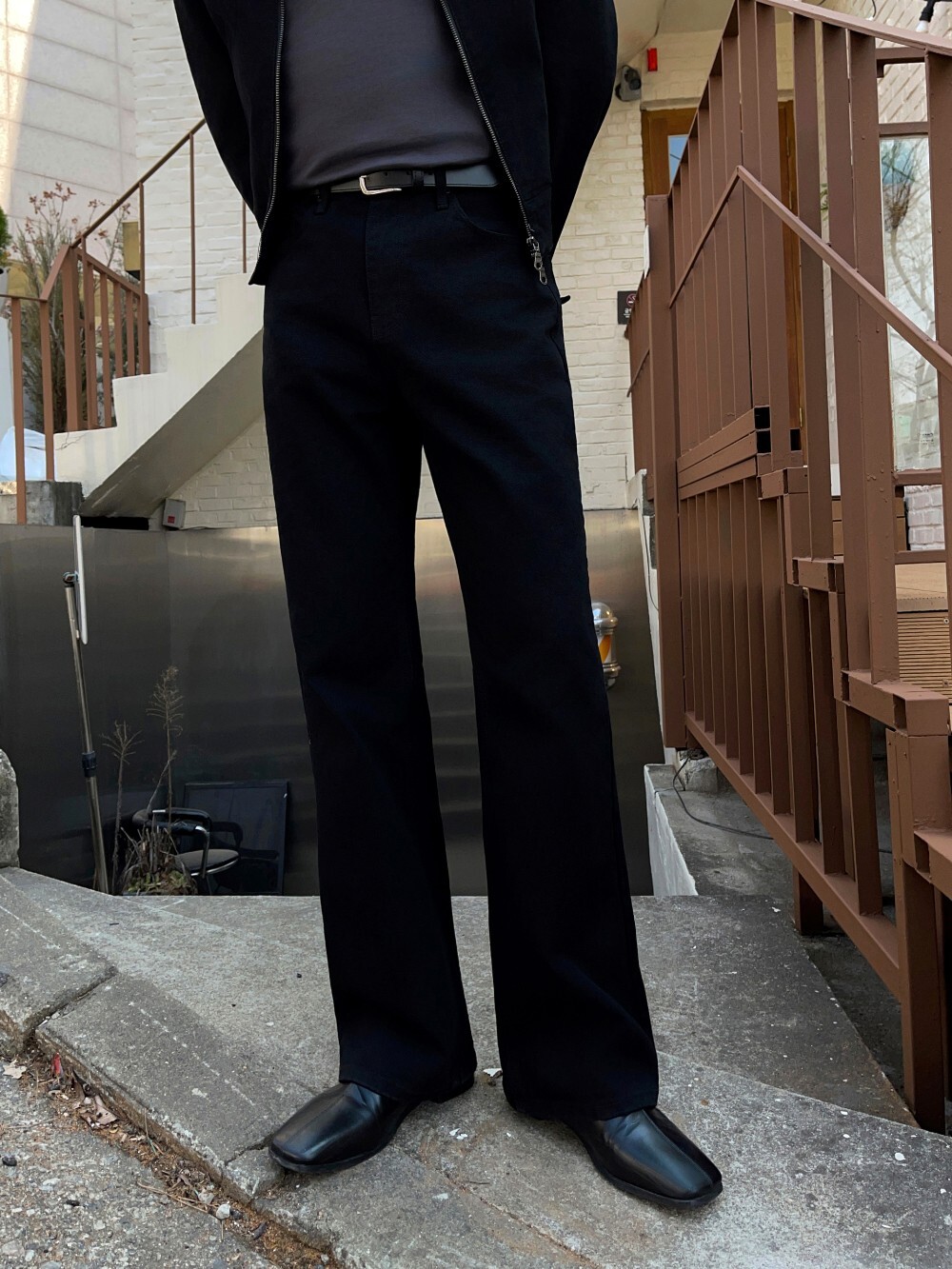 高級喇叭黑色牛仔褲