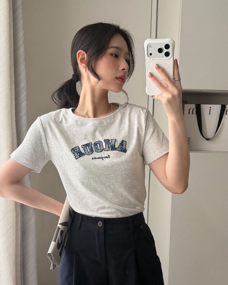 休閒字母側抽繩短上衣