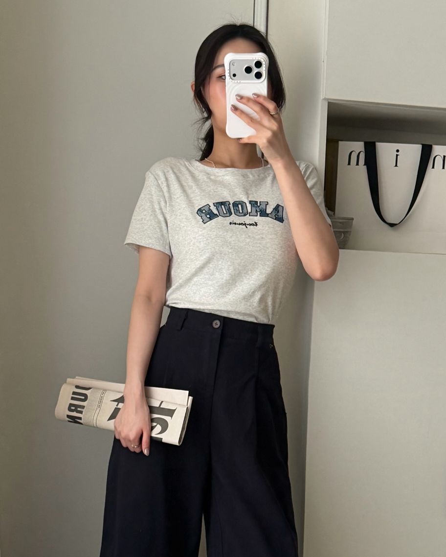 休閒字母側抽繩短上衣