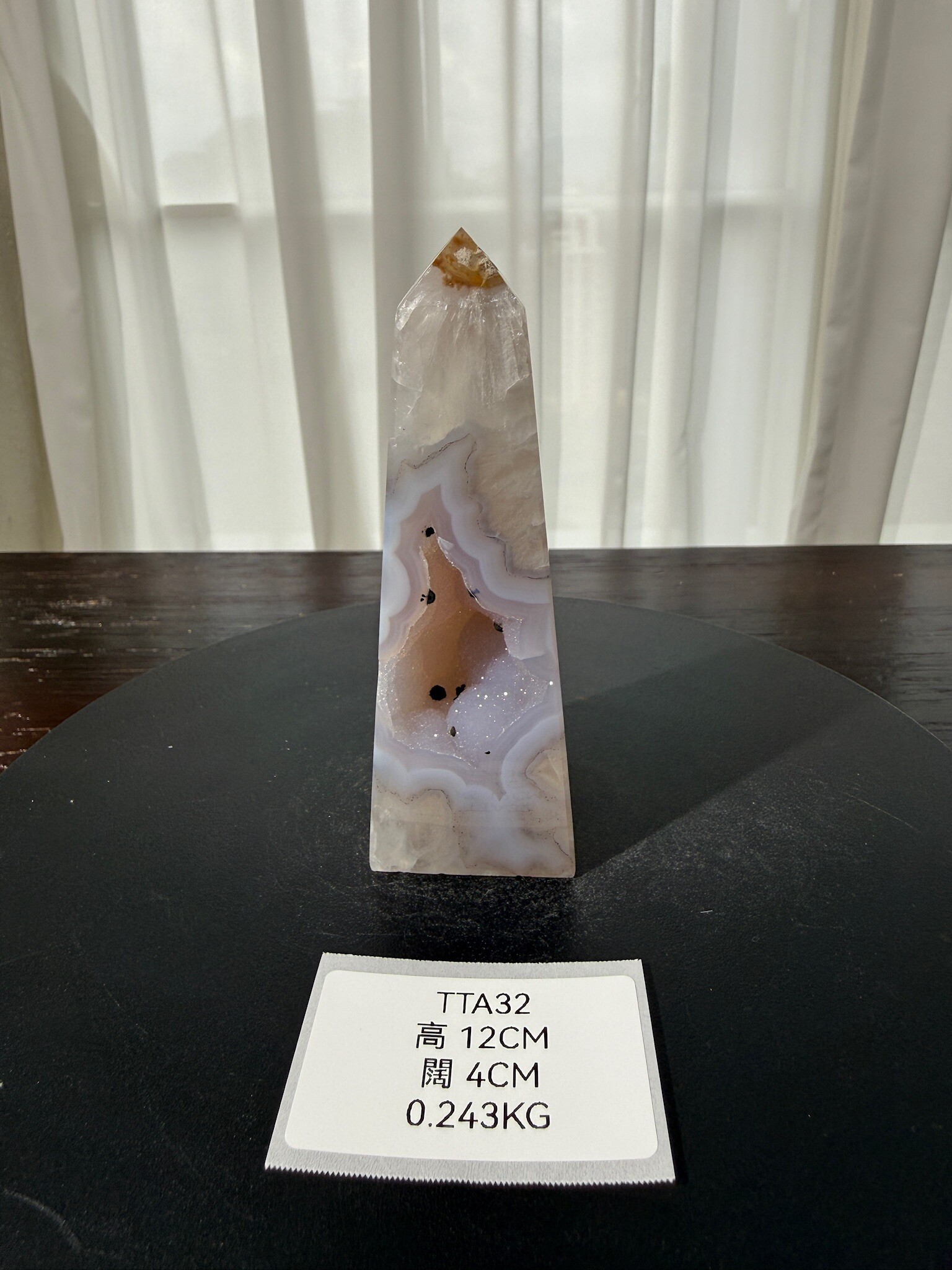 ZA359 TTA32 瑪瑙水晶方尖碑 高度12cm 闊度4cm 重量0.243kg