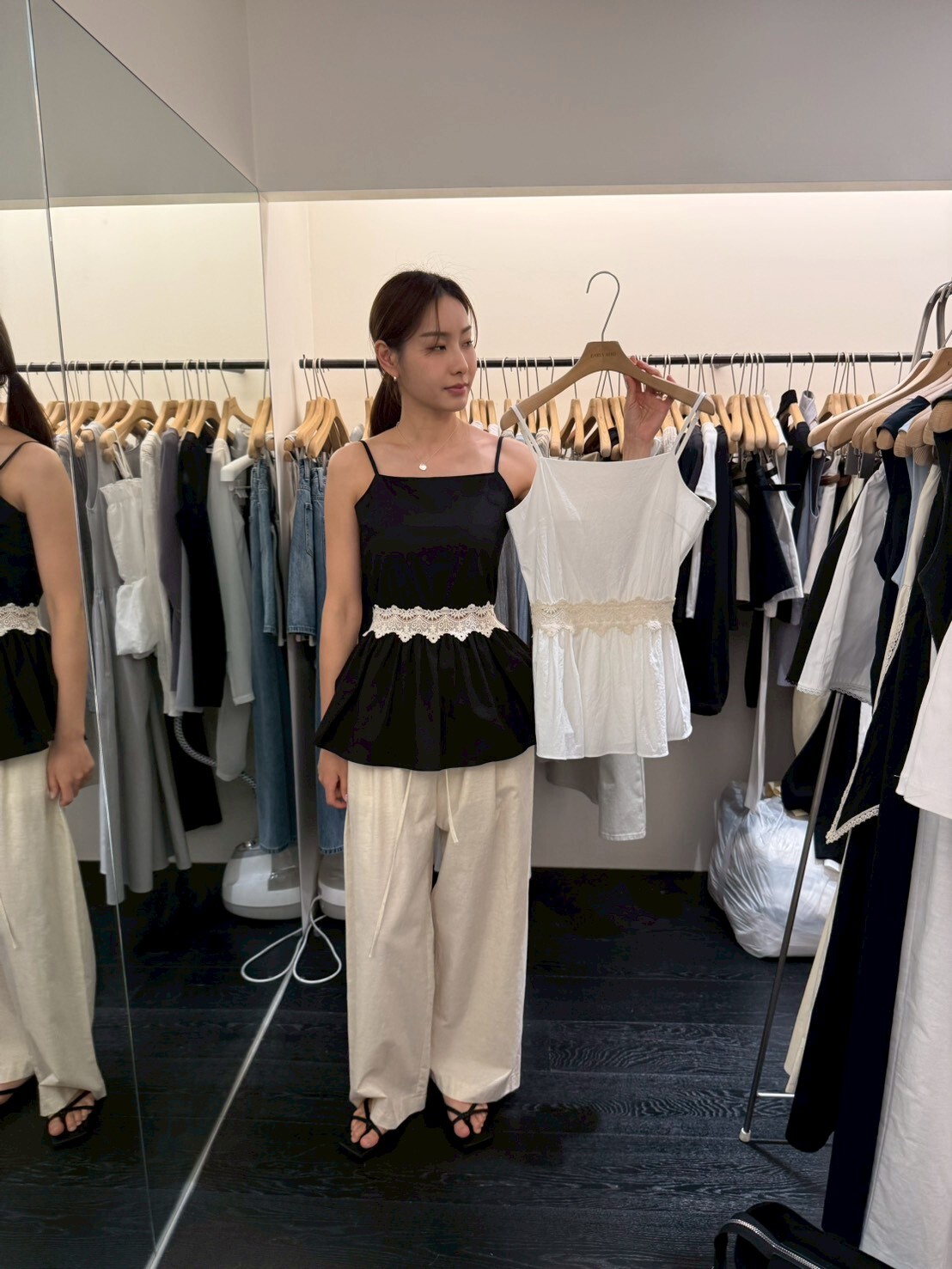 OB6114 可調肩帶蕾絲中腰連身裙