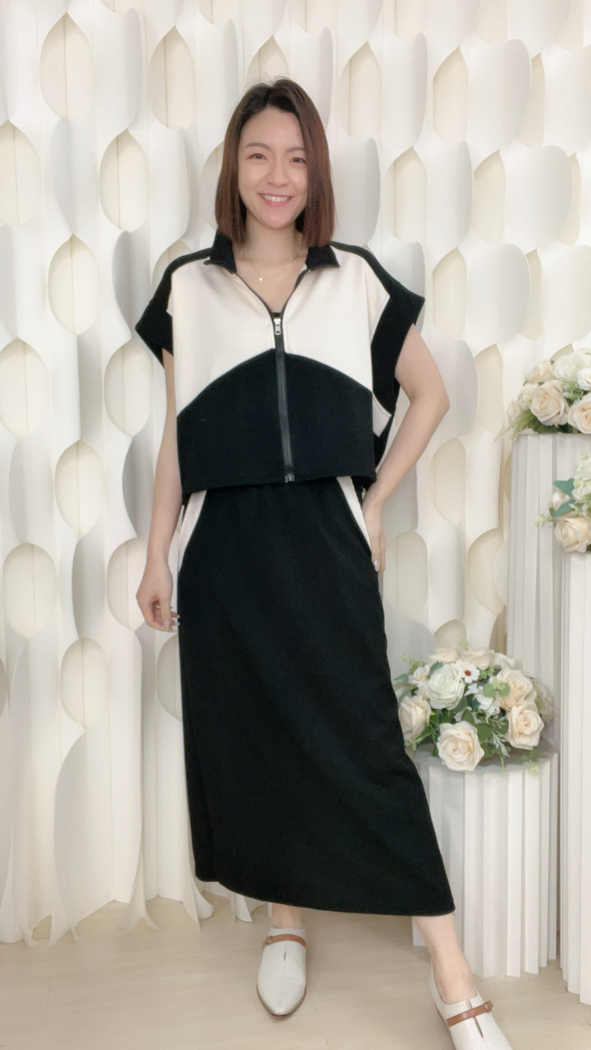 拼色棉質套裝 (外胸52 腰50 長 19 吋/裙腰26-56 臀44-60 長33 吋)56466 #2804clo