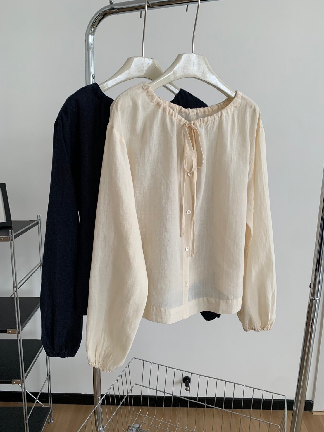 No.4166 天絲苧麻一字飄帶襯衫外套
