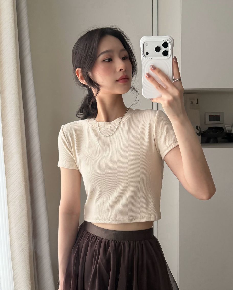 日常棉質坑條短上衣