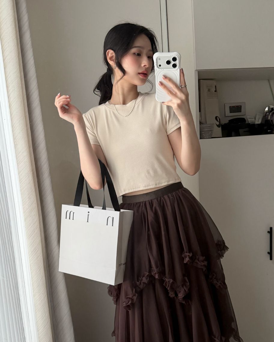 日常棉質坑條短上衣