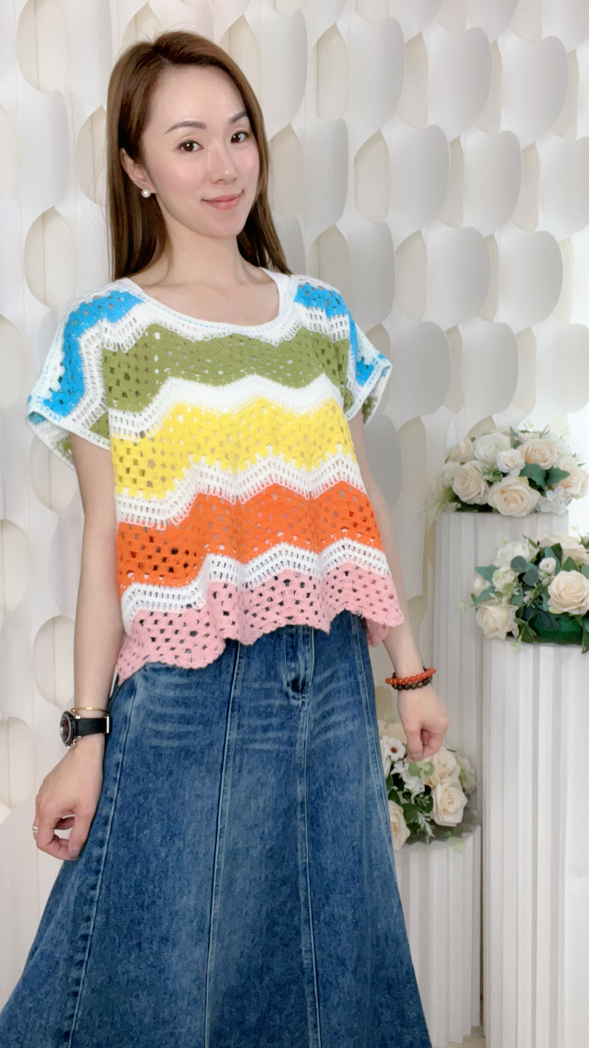 波浪紋鏤空立體LACE兩件套上衣(背心:胸34-46 腰32-46 長21吋/上衣:胸52 腰50 長20 吋)61256 #2804clo