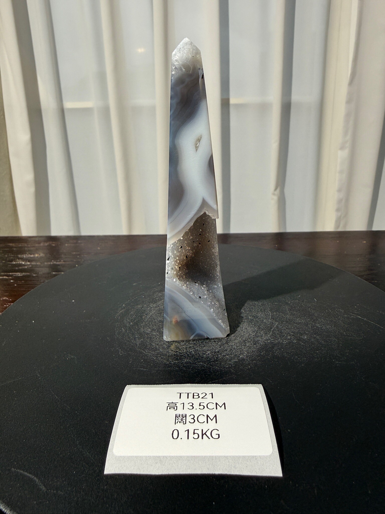 ZA408 TTB21 瑪瑙水晶方尖碑 高度13.5cm 闊度3cm 重量0.15kg