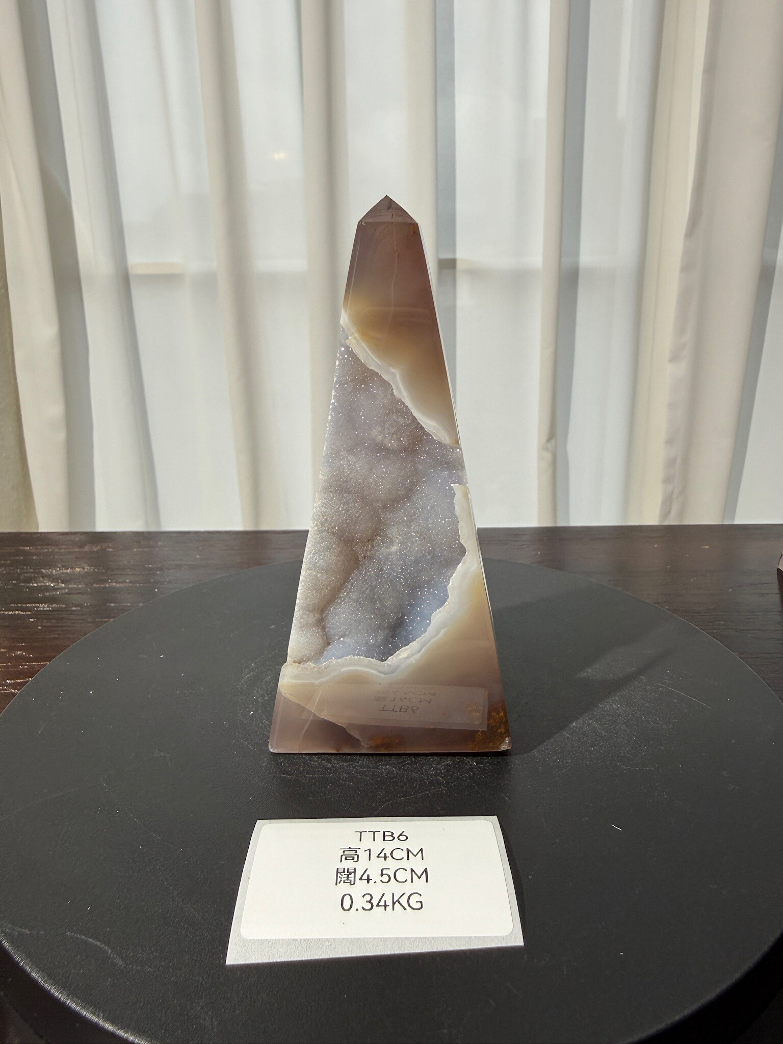 ZA393 TTB6 瑪瑙水晶方尖碑 高度14cm 闊度4.5cm 重量0.34kg