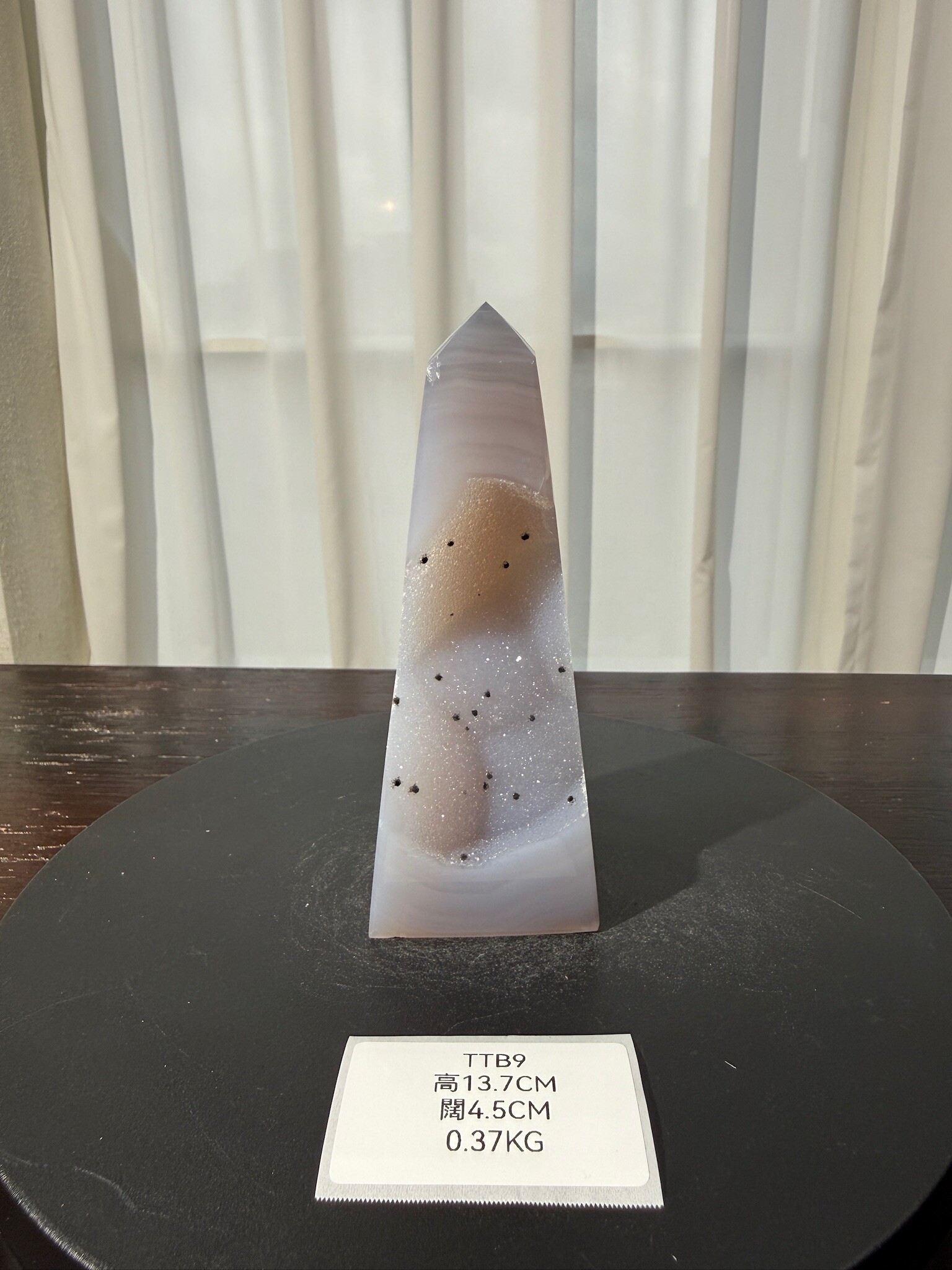 ZA396 TTB9 瑪瑙水晶方尖碑 高度13.7cm 闊度4.5cm 重量0.37kg