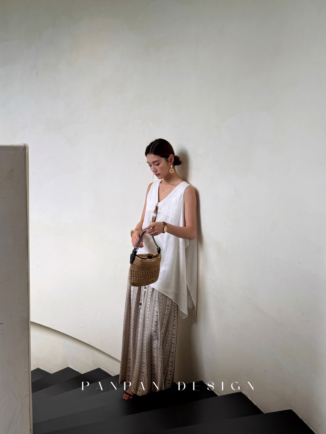 No.1700 西裝家天絲亞麻不規則拼接背心