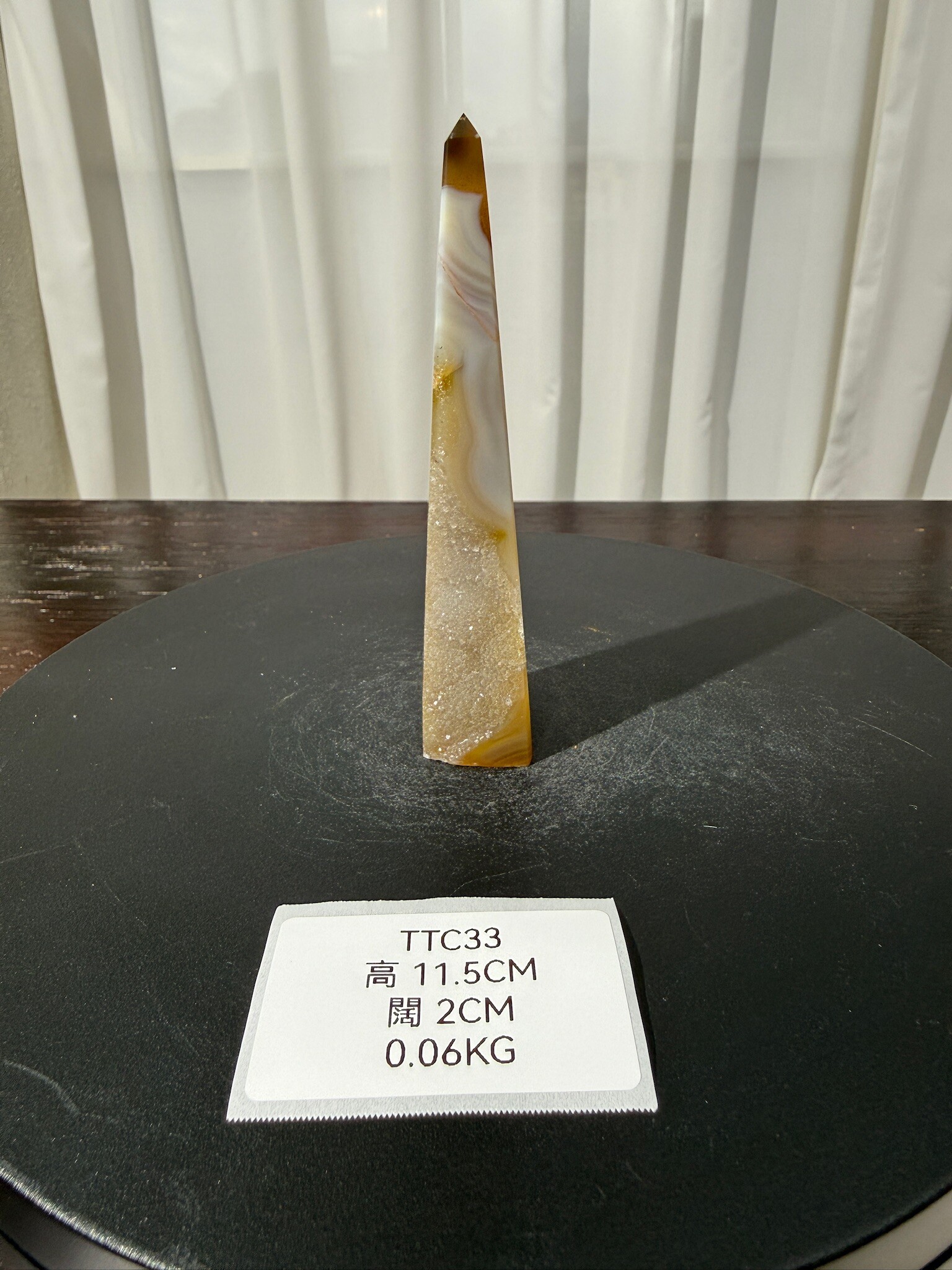ZA565 TTC33 瑪瑙水晶方尖碑 高度11.5cm 闊度2cm 重量0.06kg