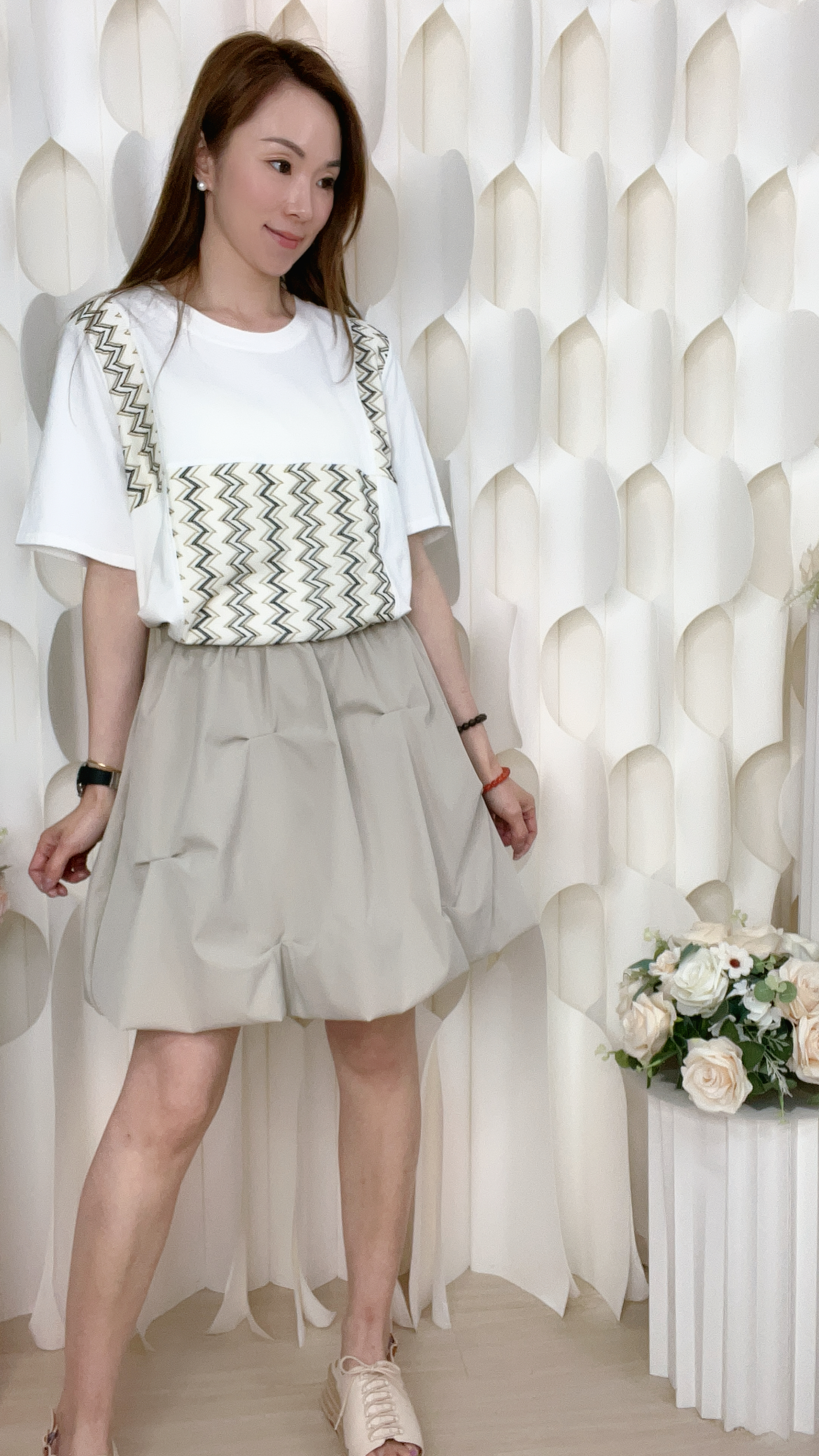 滑身梭織料橡筋腰短裙褲(腰24-40 臀54 長18 吋 )55746 #2804clo