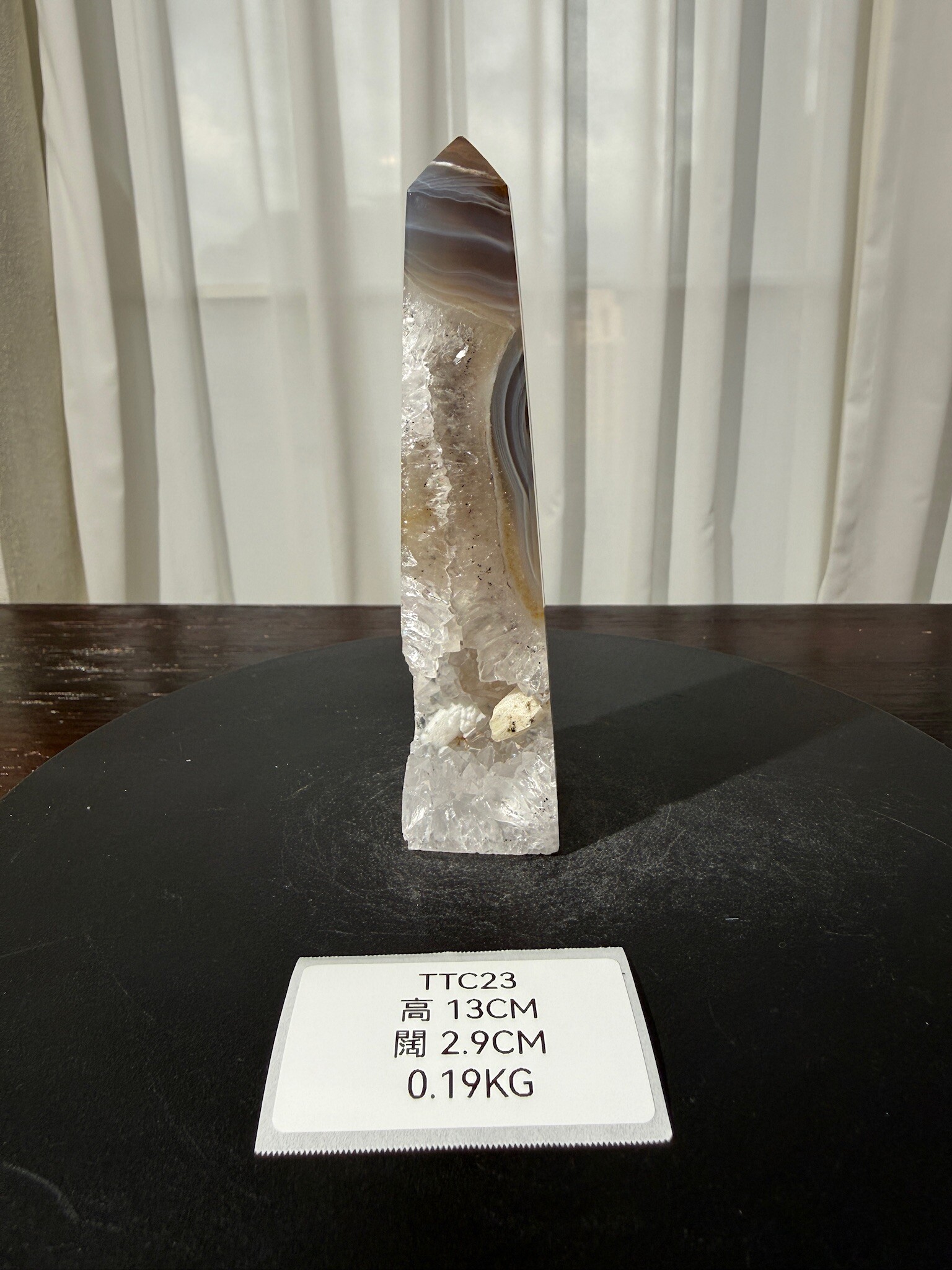 ZA555 TTC23 瑪瑙水晶方尖碑 高度13cm 闊度2.9cm 重量0.19kg