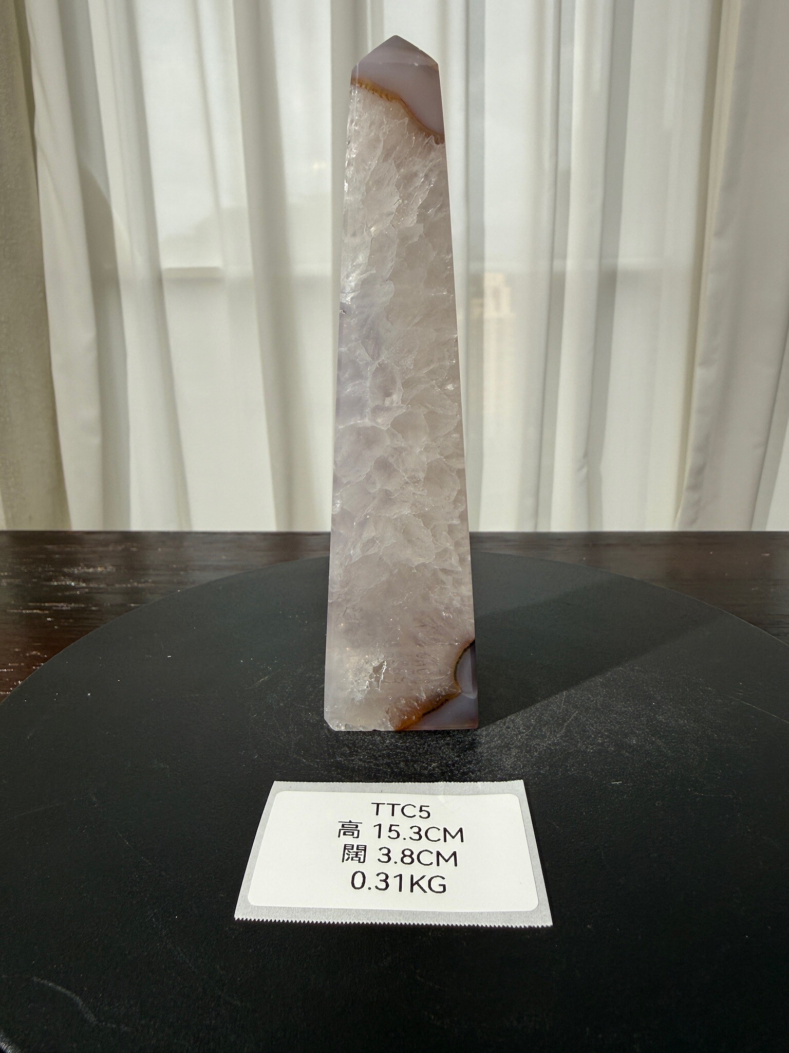 ZA537 TTC5 瑪瑙水晶方尖碑 高度15.3cm 闊度3.8cm 重量0.31kg