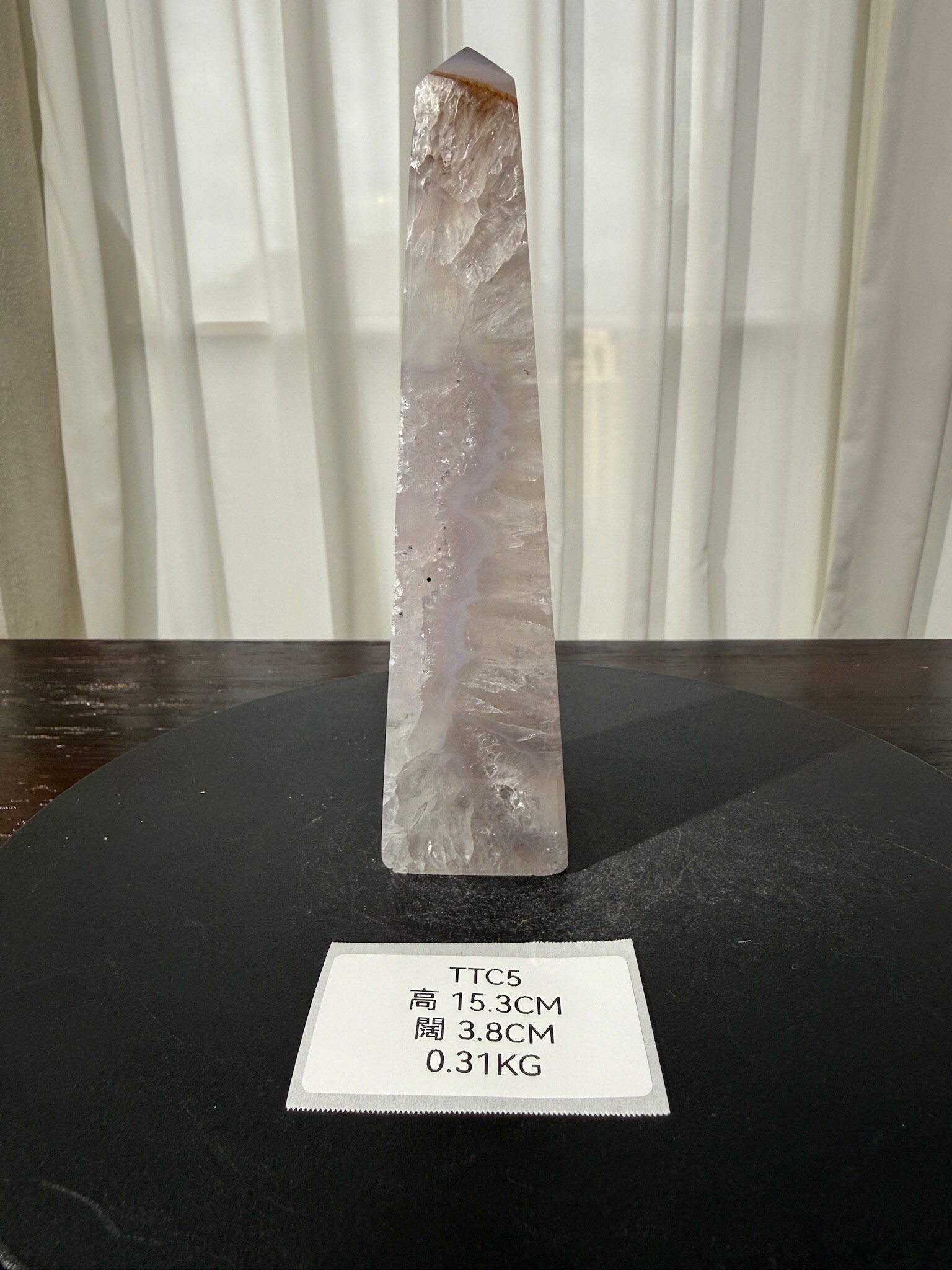 ZA537 TTC5 瑪瑙水晶方尖碑 高度15.3cm 闊度3.8cm 重量0.31kg