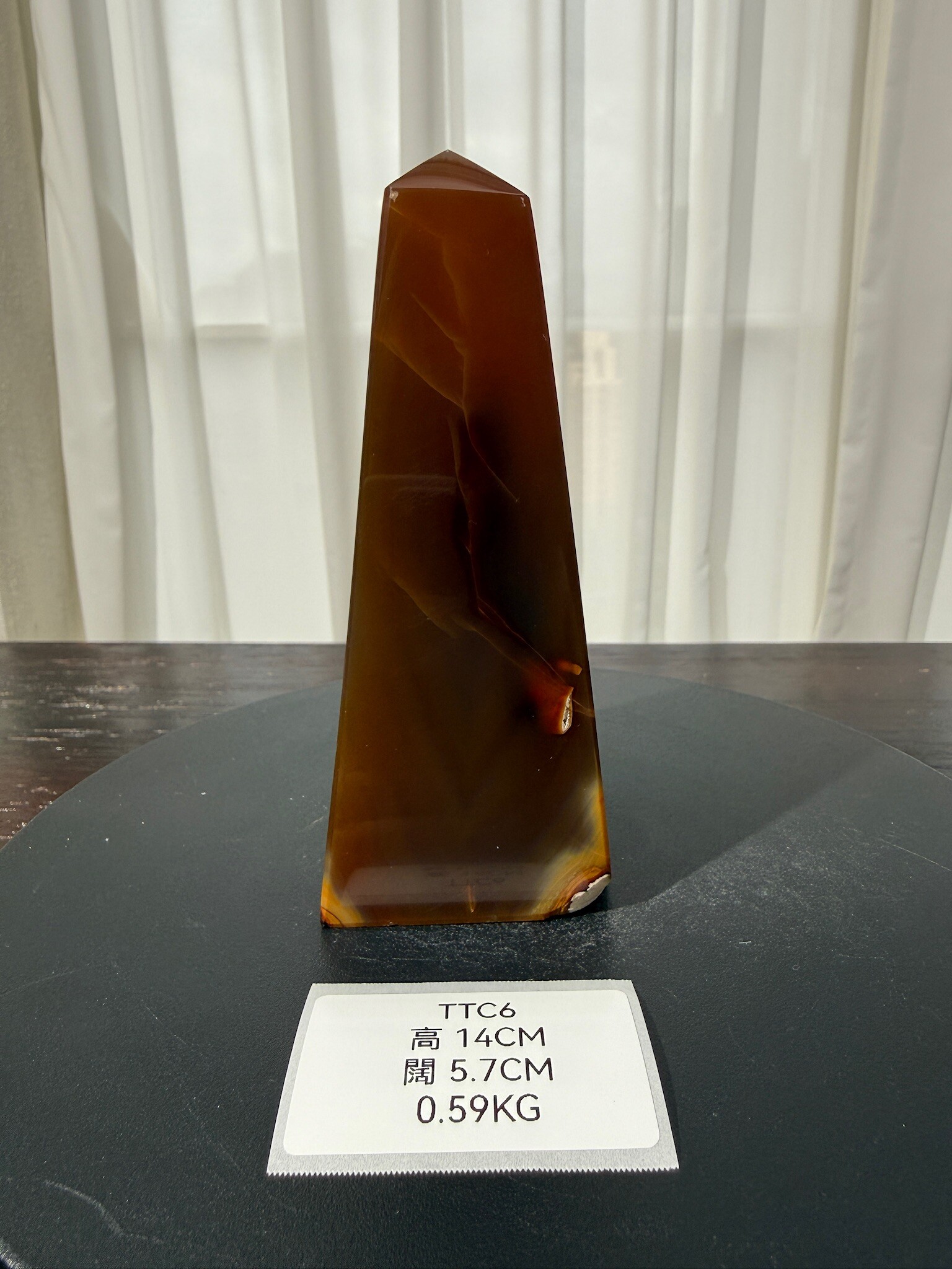 ZA538 TTC6 瑪瑙水晶方尖碑 高度14cm 闊度5.7cm 重量0.59kg