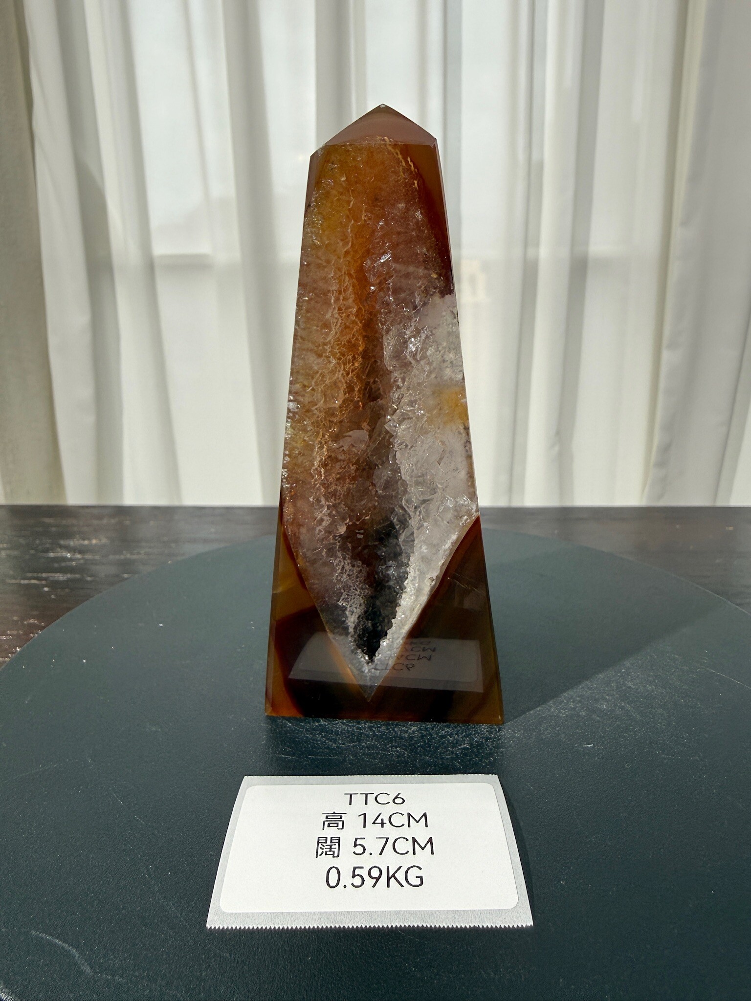 ZA538 TTC6 瑪瑙水晶方尖碑 高度14cm 闊度5.7cm 重量0.59kg