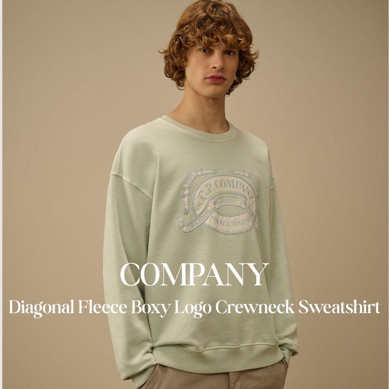【代購】CP COMPANY 斜紋刷毛寬版Logo大學T Boxy Crewneck 衛衣