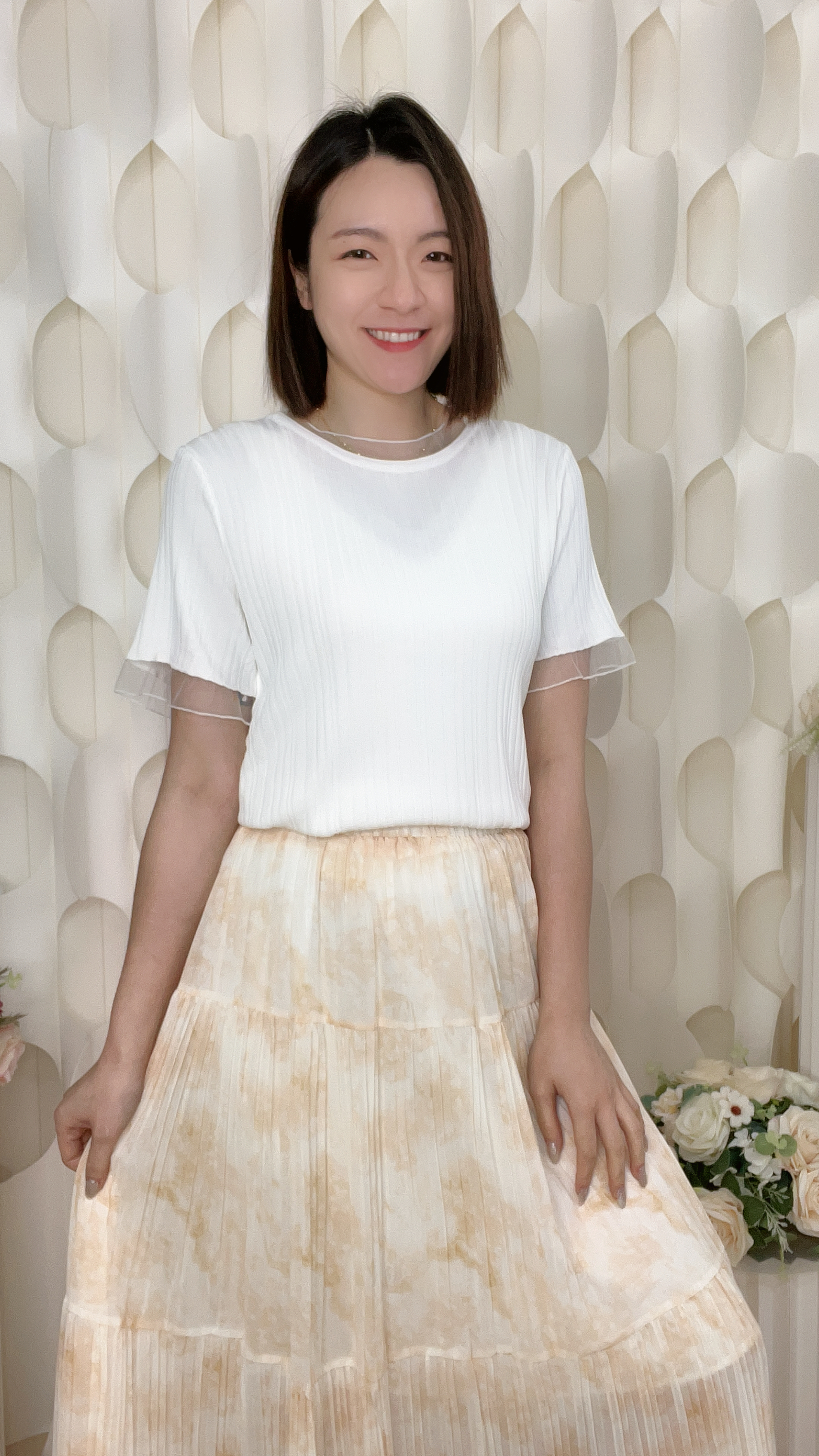 軟紗網拼冰絲上衣(胸36-48 腰36-48 長23 吋)55533 #2804clo