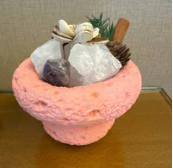 [S] GEMZ & CO LVXIN DECORATIVE DIFFUSER PINK BOWL WITH POTPOURRI AND WHITE/VIOLET CRYSTAL, S01-PINK (L3)